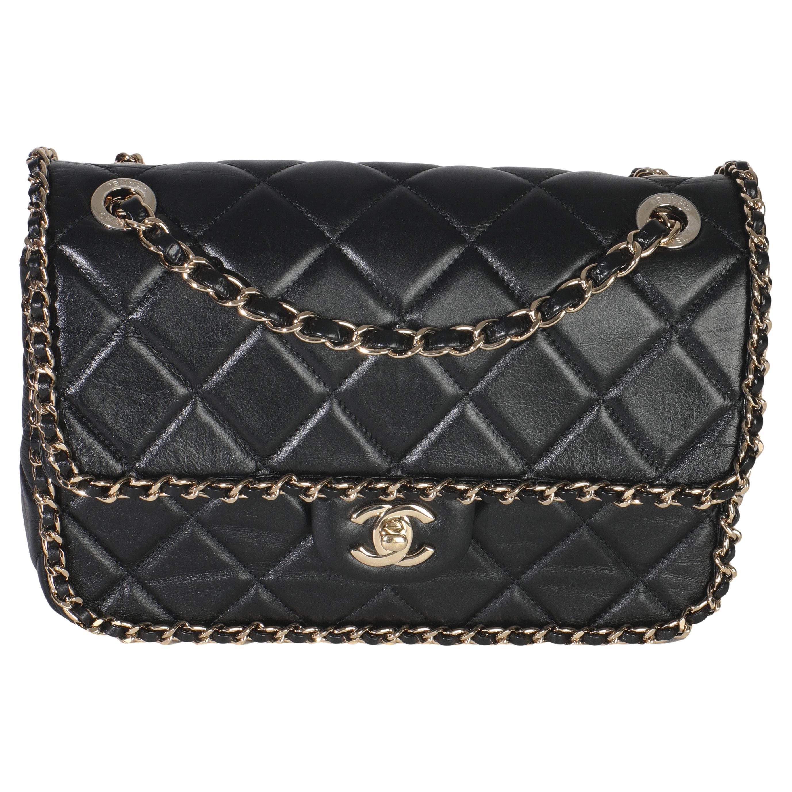 Chanel Black Quilted Lambskin Running Chain Small Flap Bag