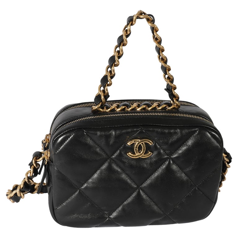 Chanel Black Quilted Lambskin Small Bowling Bag For Sale at 1stDibs