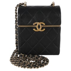 Chanel Black Quilted Lambskin Small Box With Chain Bag