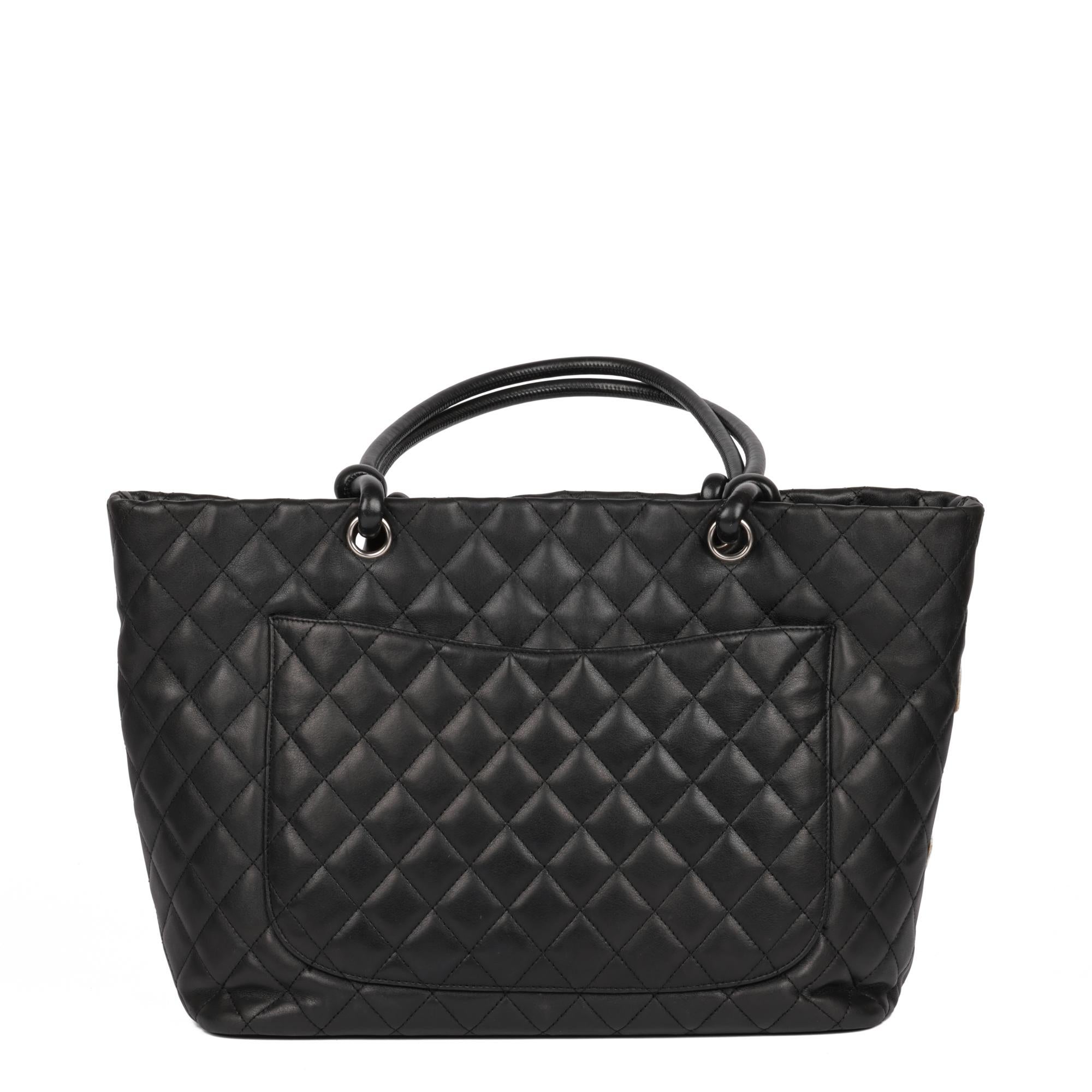 CHANEL Black Quilted Lambskin Small Cambon Tote Bag 1