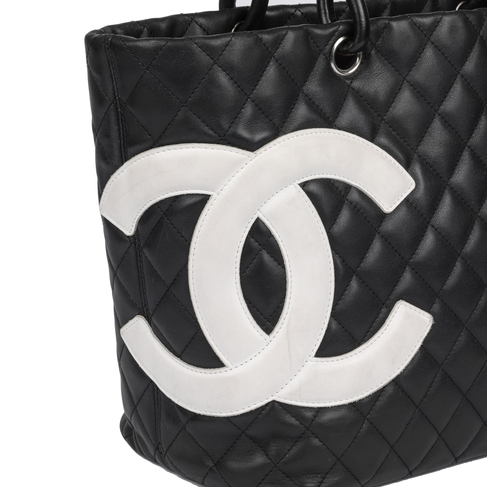 CHANEL Black Quilted Lambskin Small Cambon Tote Bag  3
