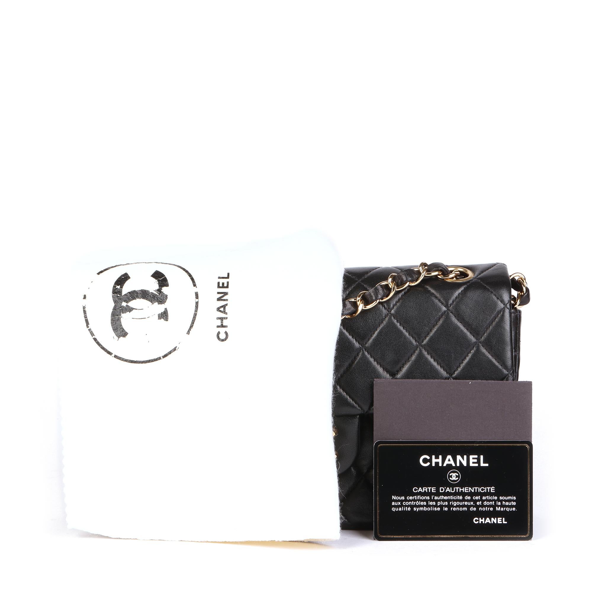 CHANEL Black Quilted Lambskin Small Classic Double Flap Bag 8