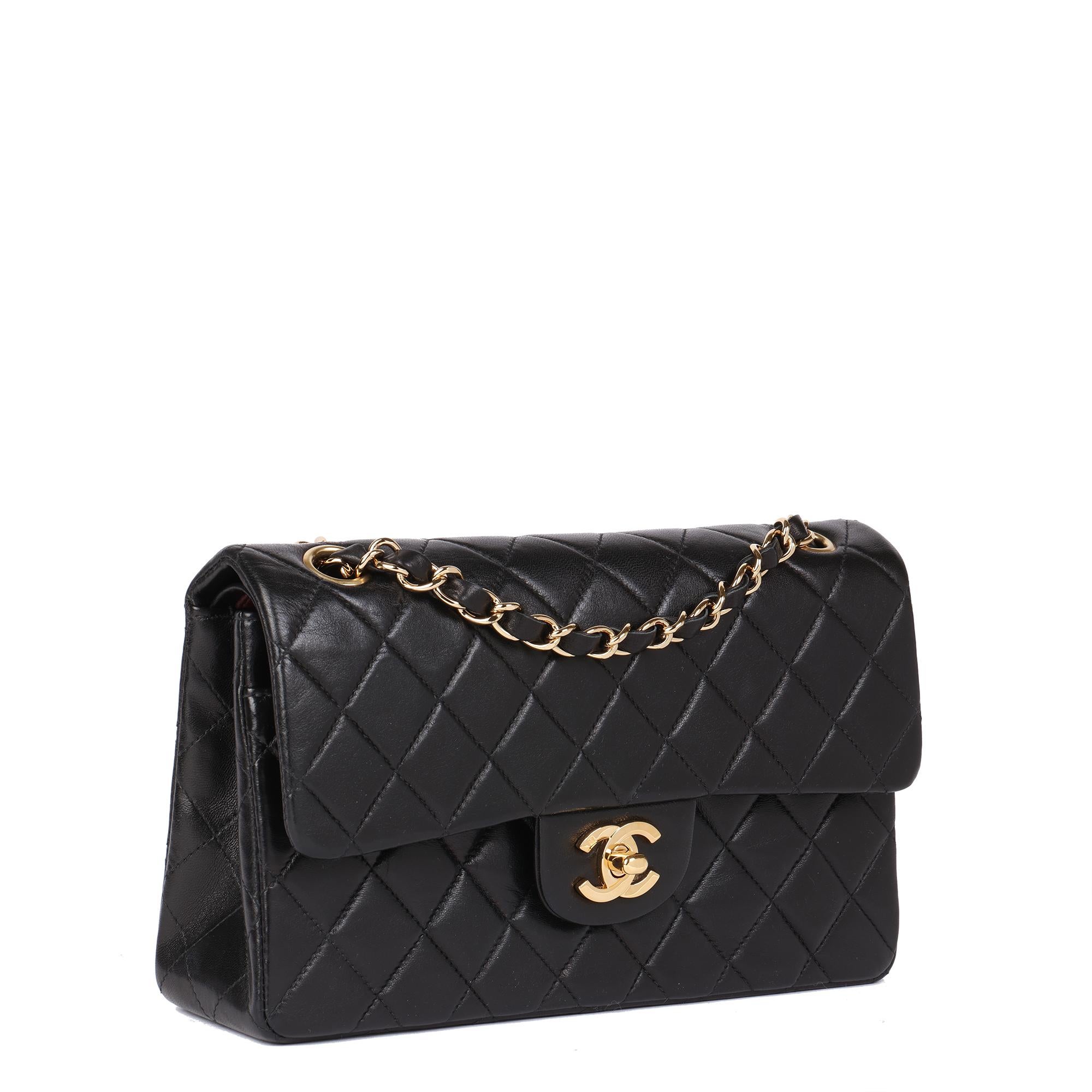 CHANEL
Black Quilted Lambskin Small Classic Double Flap Bag

Xupes Reference: HB4890
Serial Number: 8370514
Age (Circa): 2003
Accompanied By: Chanel Dust Bag, Authenticity Card, Care Booklet
Authenticity Details: Authenticity Card, Serial Sticker