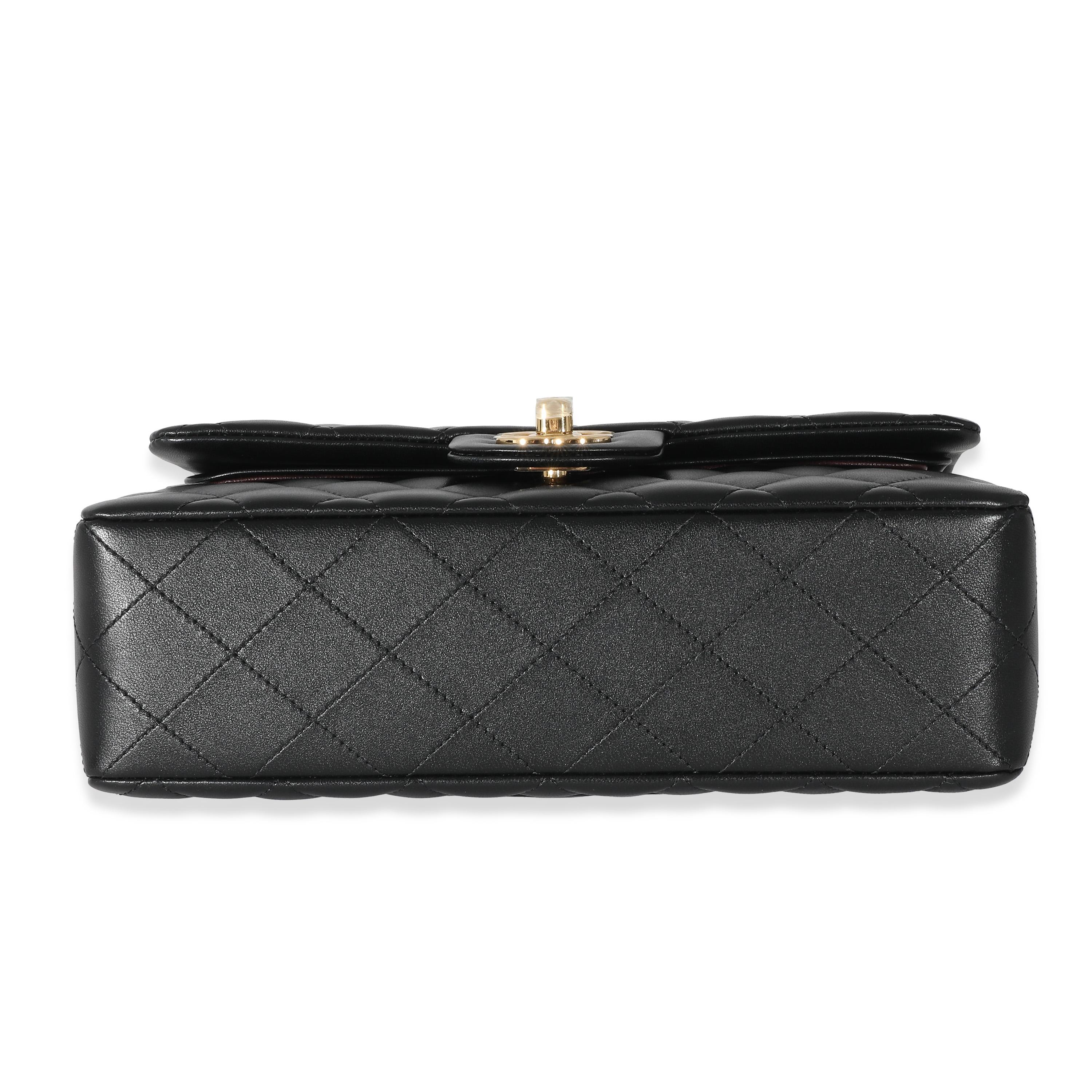 Chanel Black Quilted Lambskin Small Classic Double Flap Bag In Excellent Condition In New York, NY