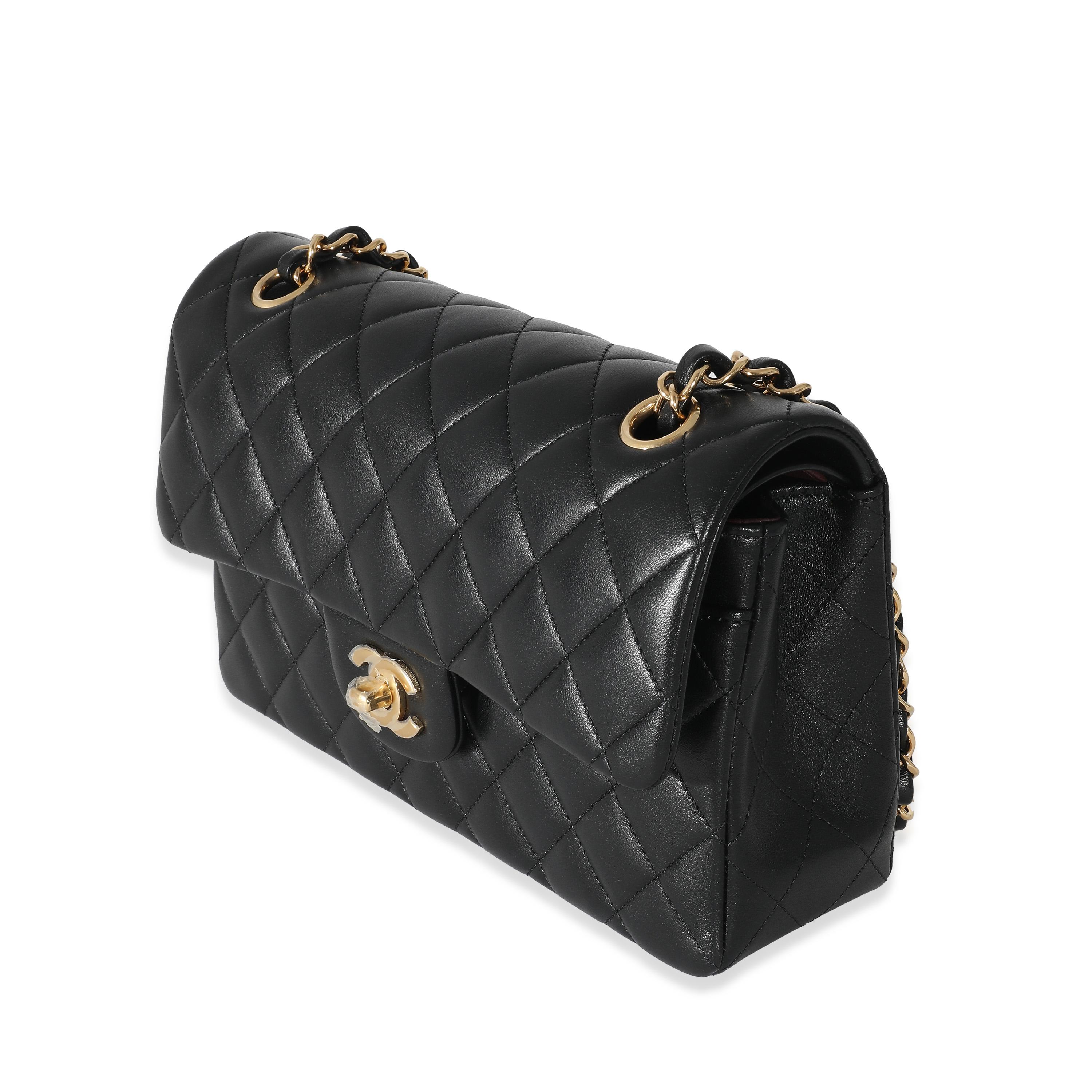 Women's Chanel Black Quilted Lambskin Small Classic Double Flap Bag