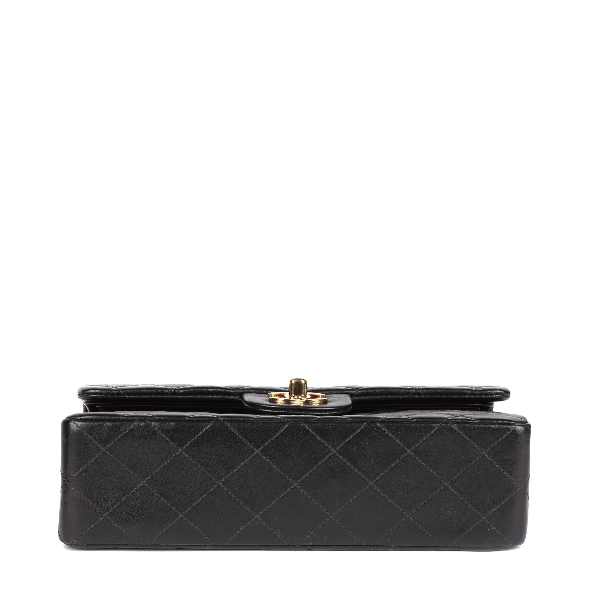 CHANEL Black Quilted Lambskin Small Classic Double Flap Bag 2