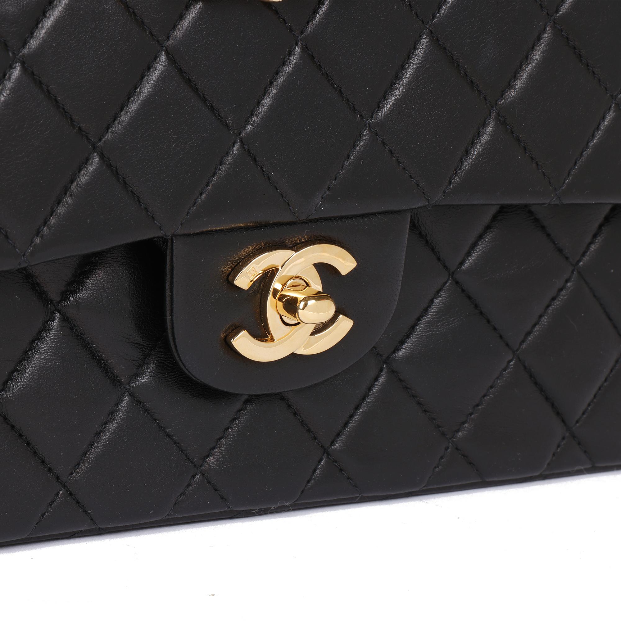 CHANEL Black Quilted Lambskin Small Classic Double Flap Bag 4