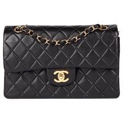 CHANEL Black Quilted Lambskin Small Classic Double Flap Bag