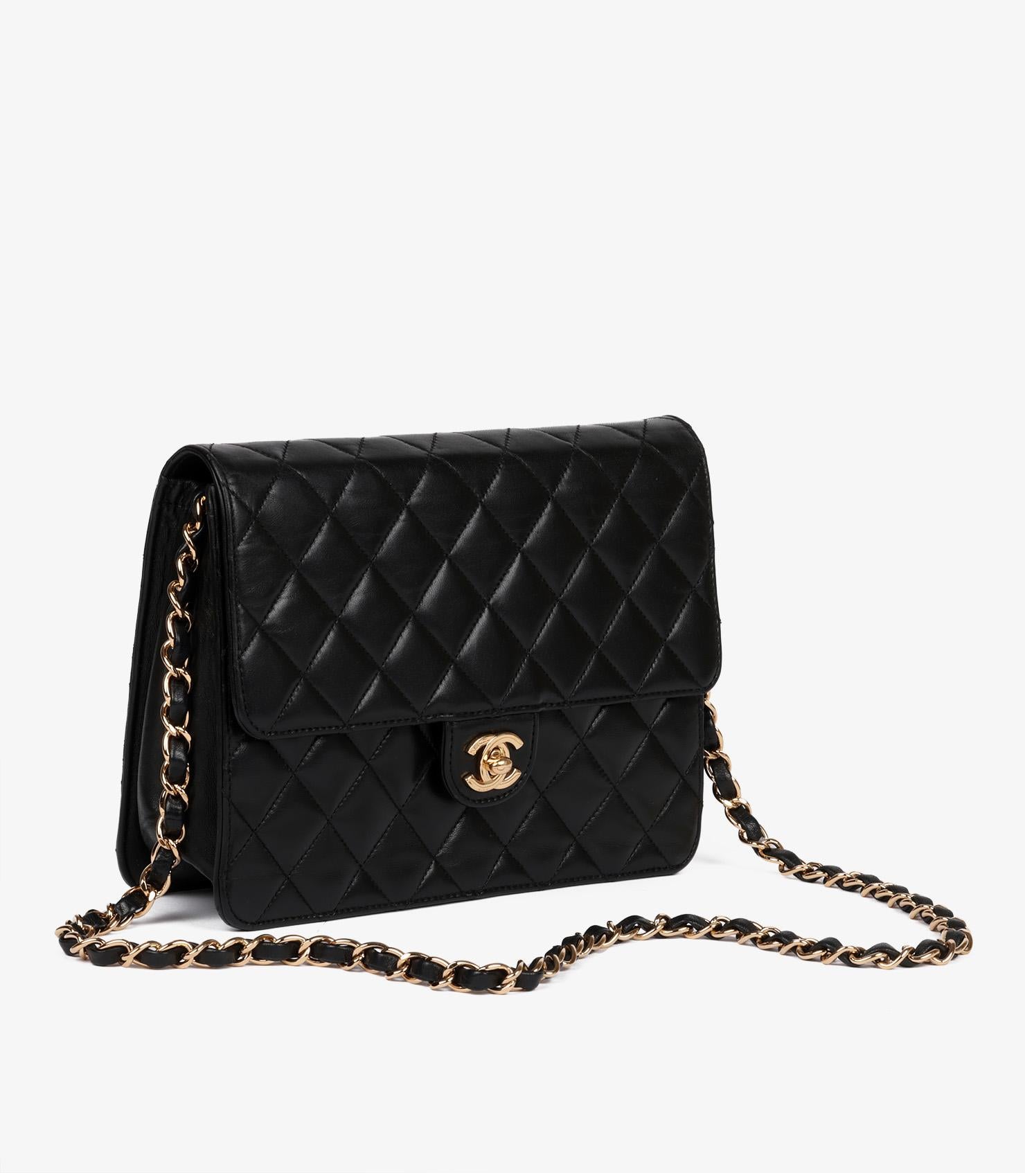 Chanel Black Quilted Lambskin Small Classic Single Flap Bag In Excellent Condition For Sale In Bishop's Stortford, Hertfordshire