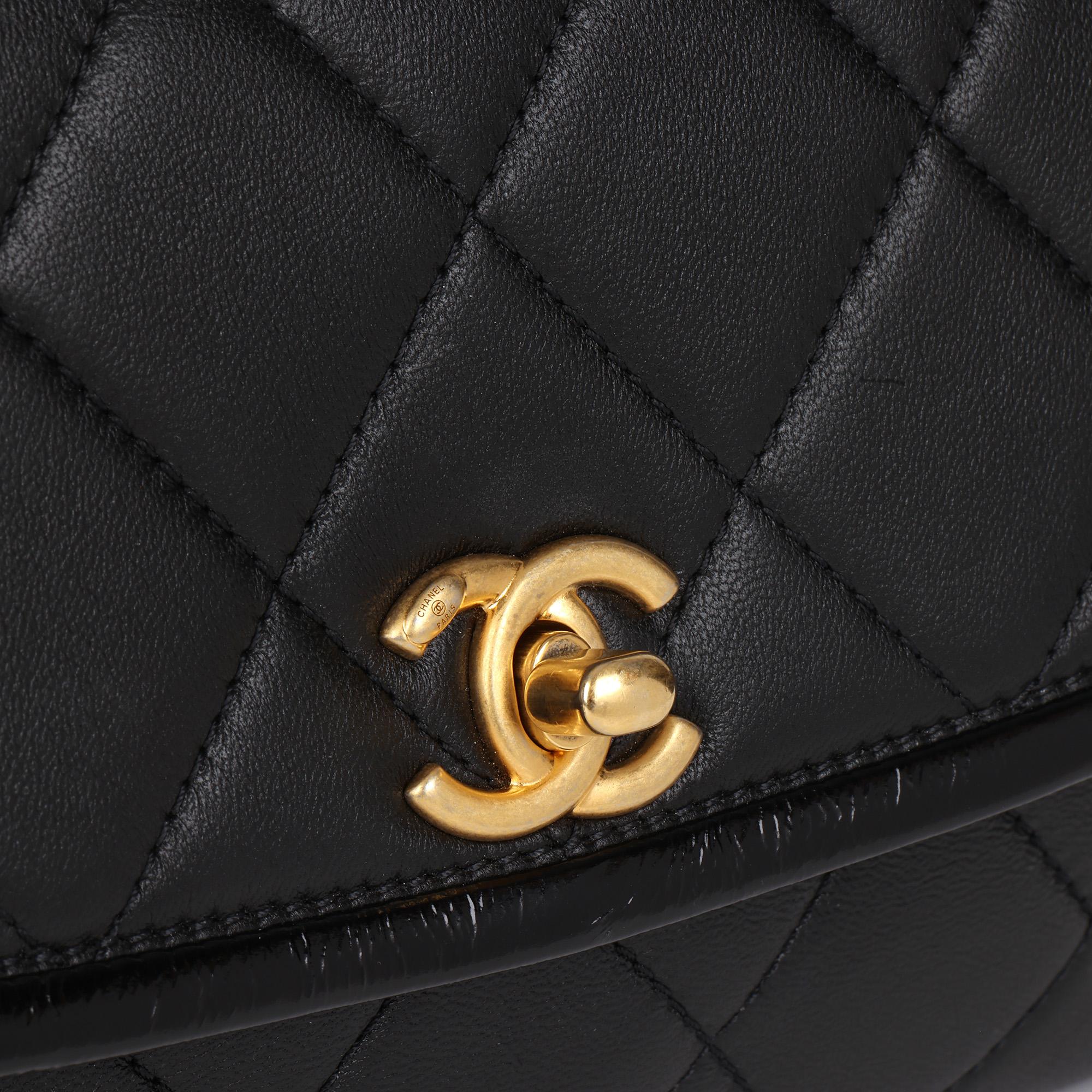 Women's CHANEL Black Quilted Lambskin Small Classic Top Handle Flap Bag