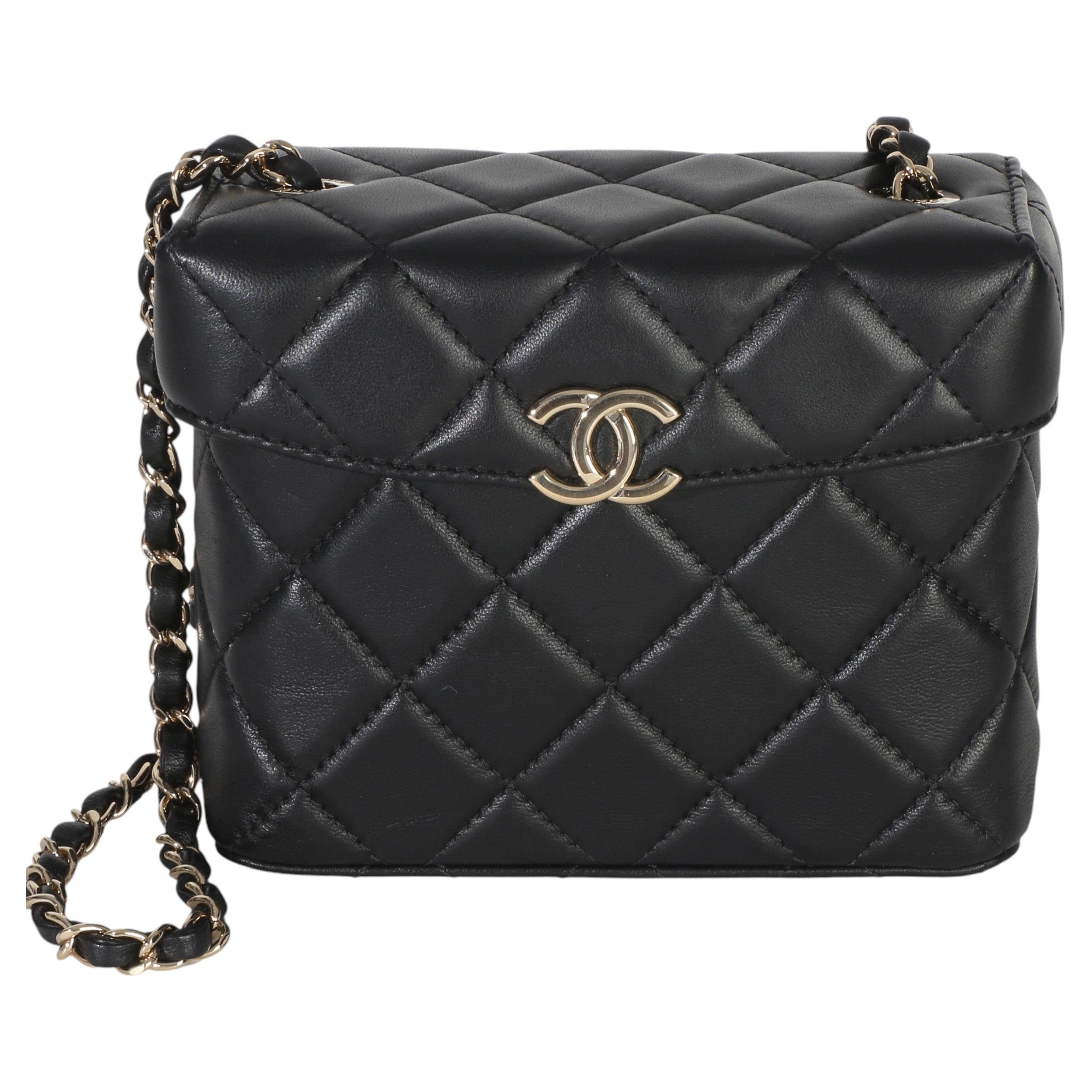 Chanel Black Quilted Lambskin Small Secret Box Bag For Sale