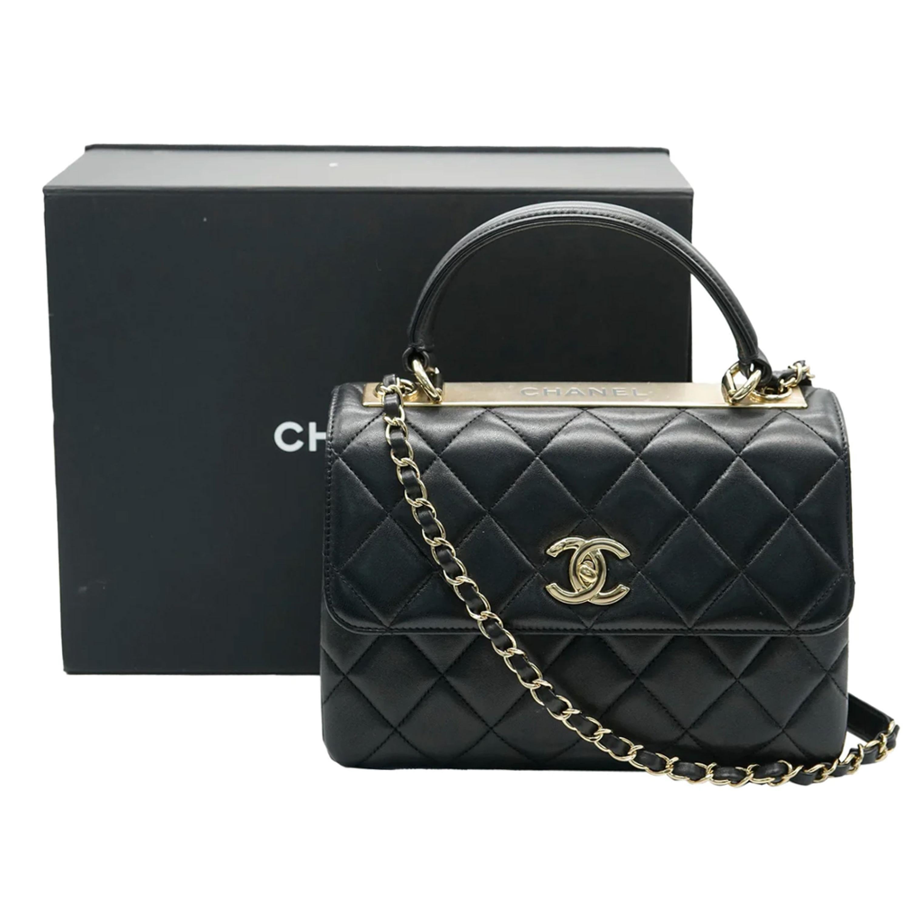 Chanel Black Quilted Lambskin Small Trendy CC Dual Handle Flap Bag 1