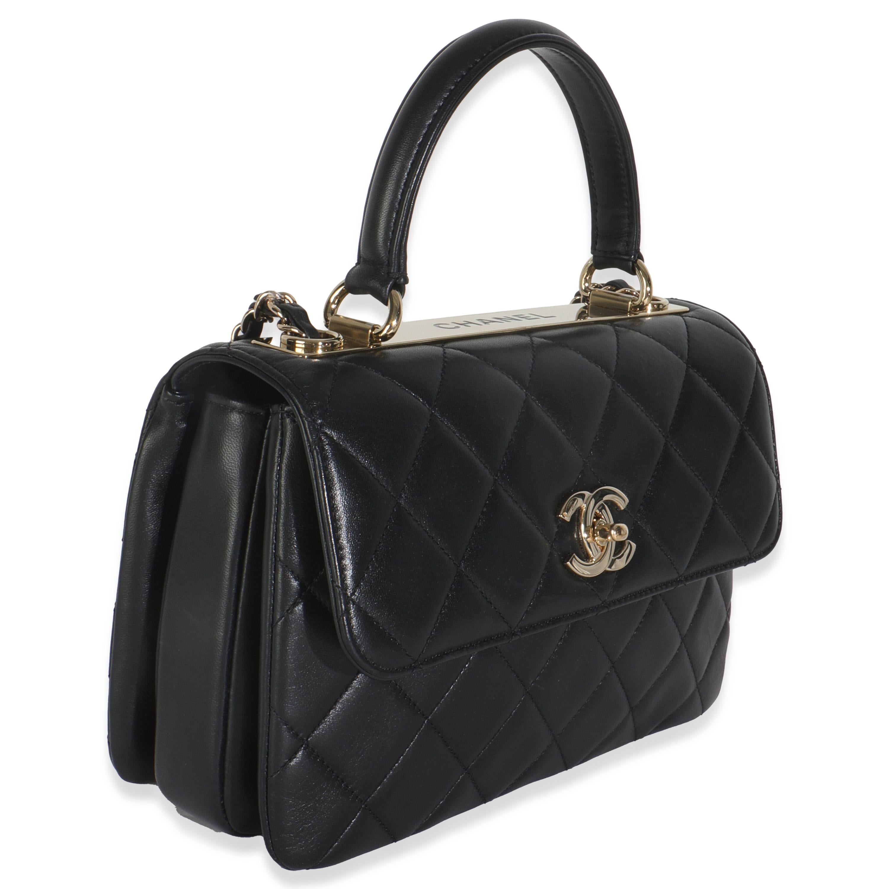 Noir Chanel Black Quilted Lambskin Small Trendy CC Flap Dual Handle Bag en vente