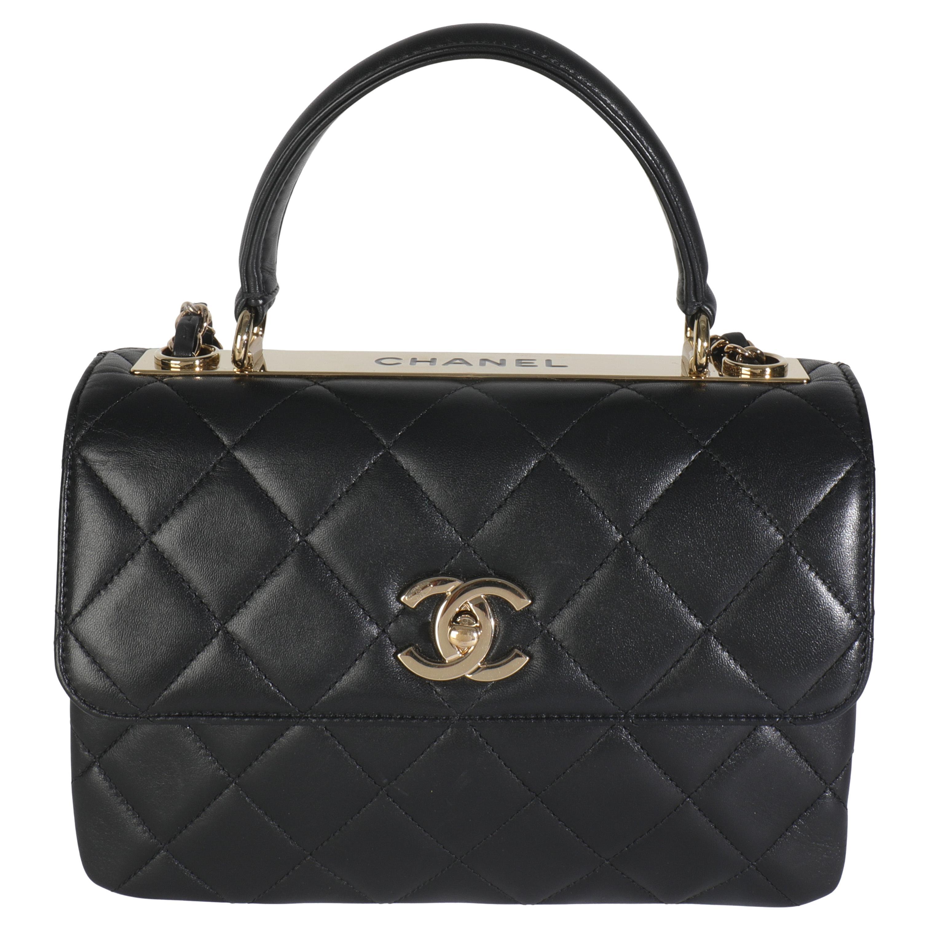 Chanel Black Quilted Lambskin Small Trendy CC Flap Dual Handle Bag