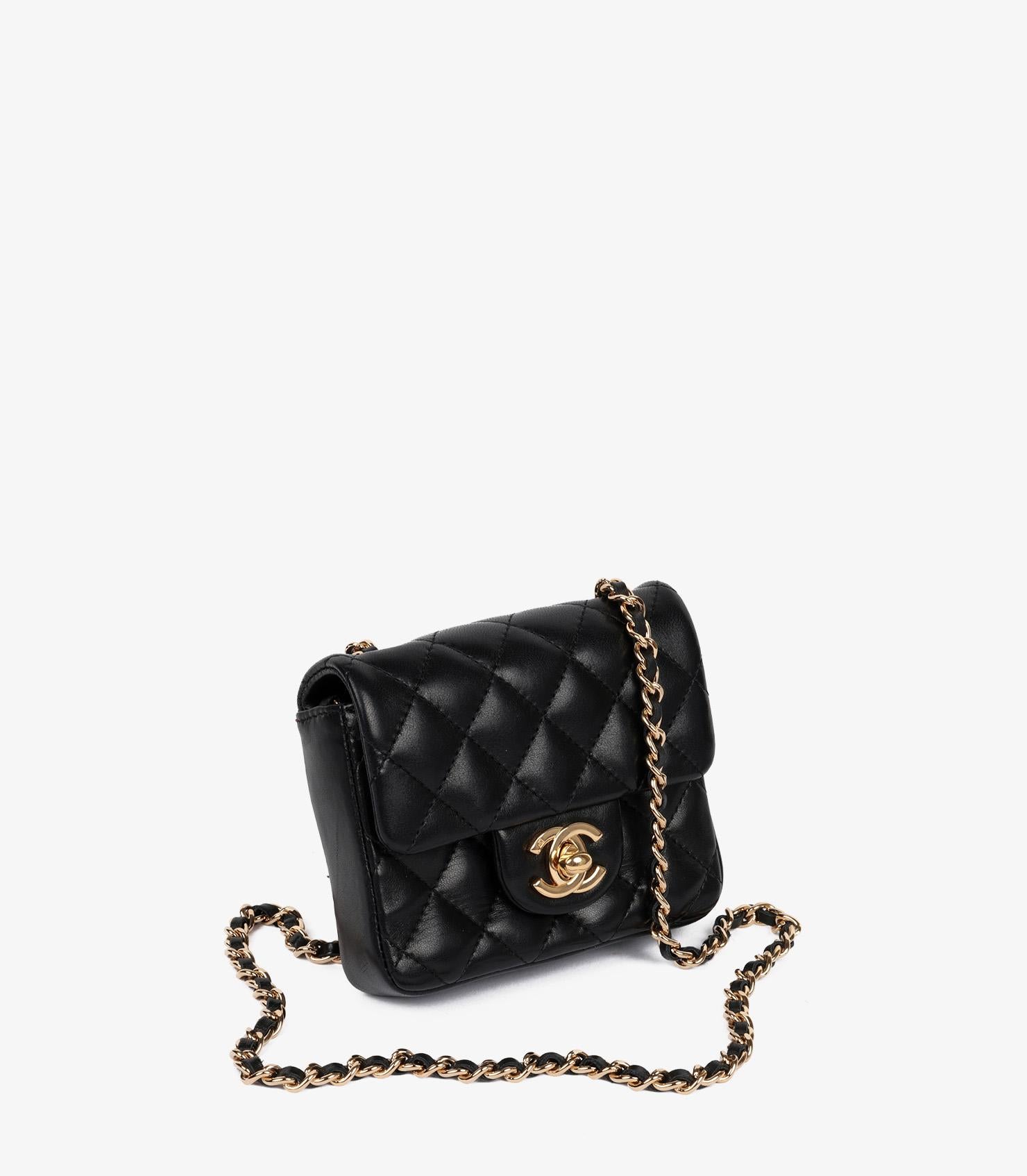 Chanel Black Quilted Lambskin Square Micro Flap Bag In Excellent Condition For Sale In Bishop's Stortford, Hertfordshire
