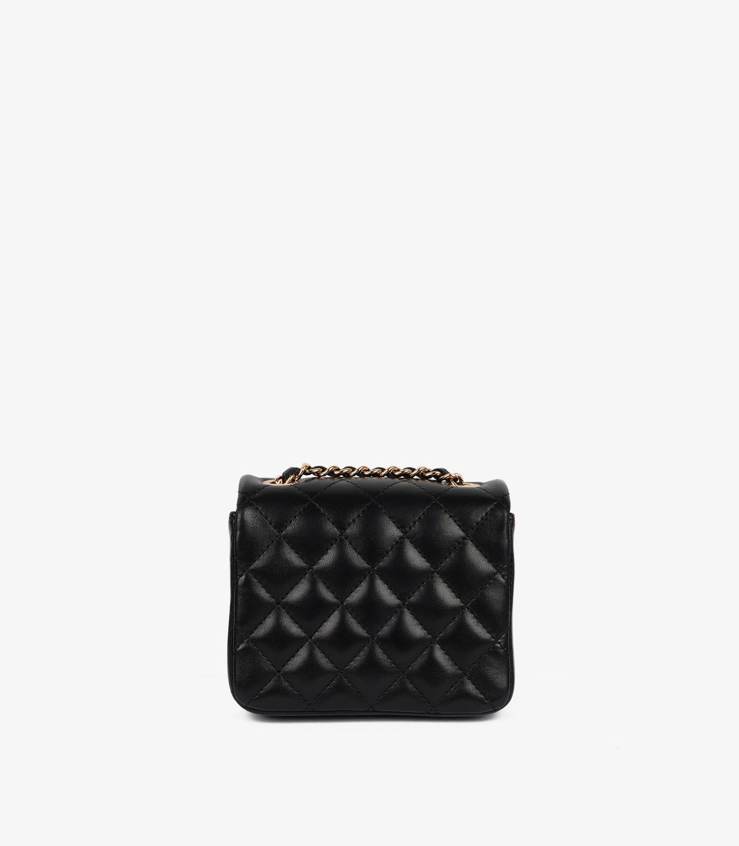Chanel Black Quilted Lambskin Square Micro Flap Bag For Sale 2