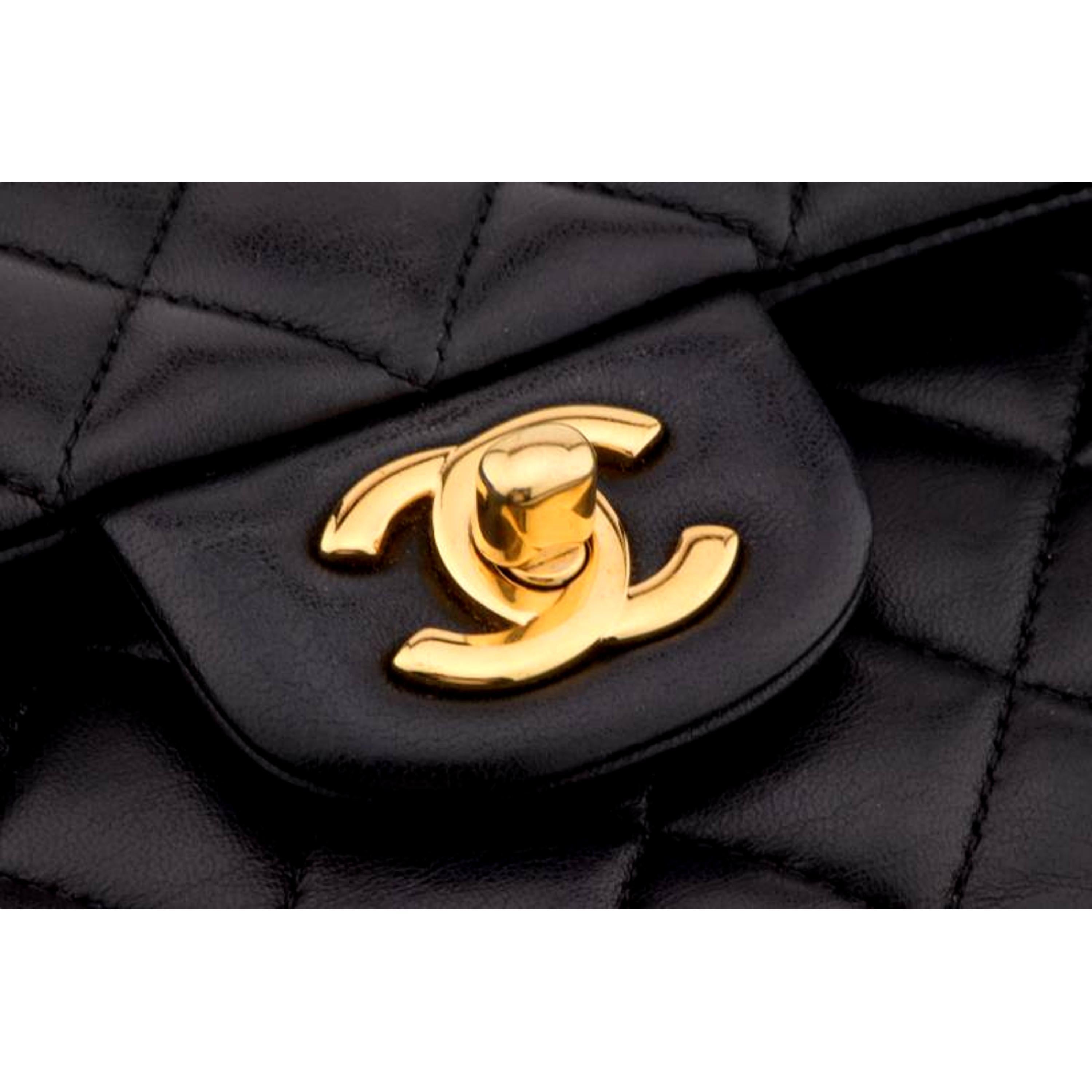 CHANEL Black Quilted Lambskin Timeless Classic Medium Double Flap Bag 2