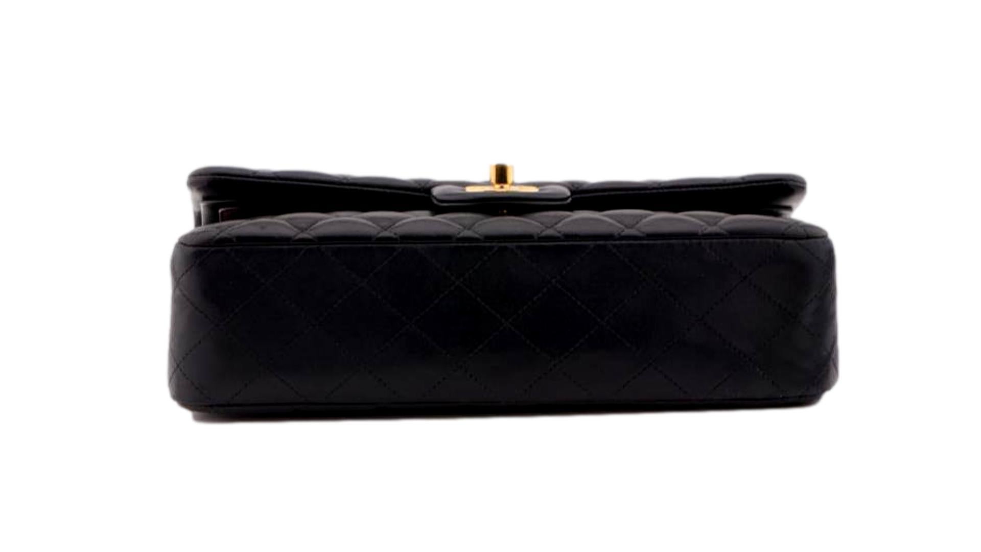 CHANEL Black Quilted Lambskin Timeless Classic Medium Double Flap Bag 4