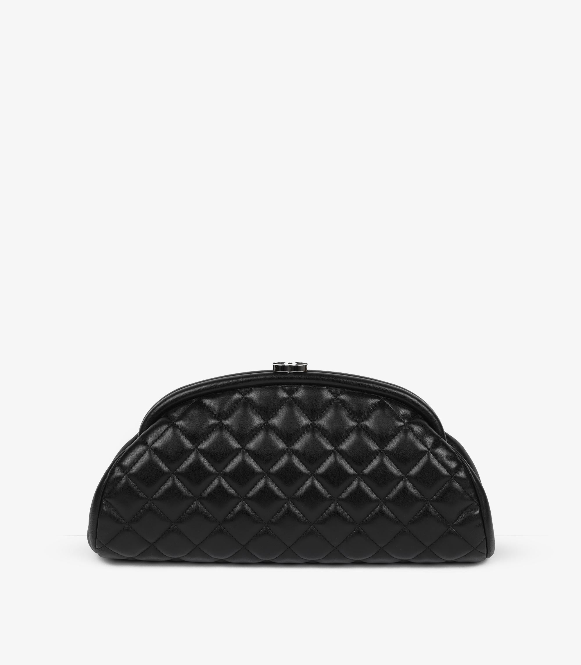Women's or Men's Chanel Black Quilted Lambskin Timeless Clutch For Sale