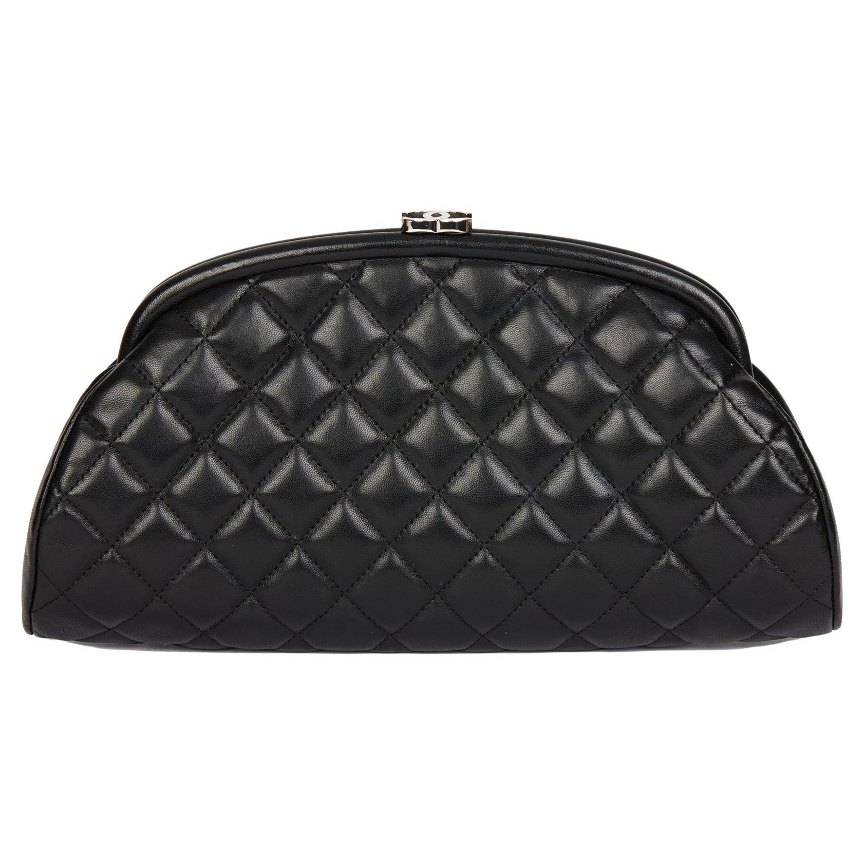 CHANEL Black Quilted Lambskin Timeless Clutch