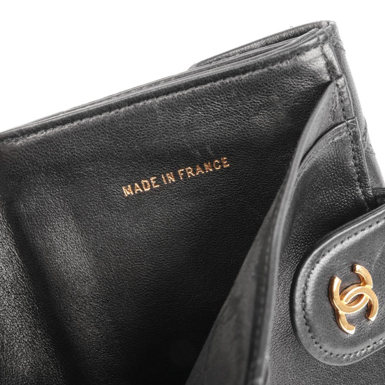 Chanel Black Quilted Lambskin Timeless Vintage Bi-Fold Wallet For Sale at 1stDibs