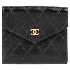 Chanel Black Quilted Lambskin Timeless Vintage Bi-Fold Wallet