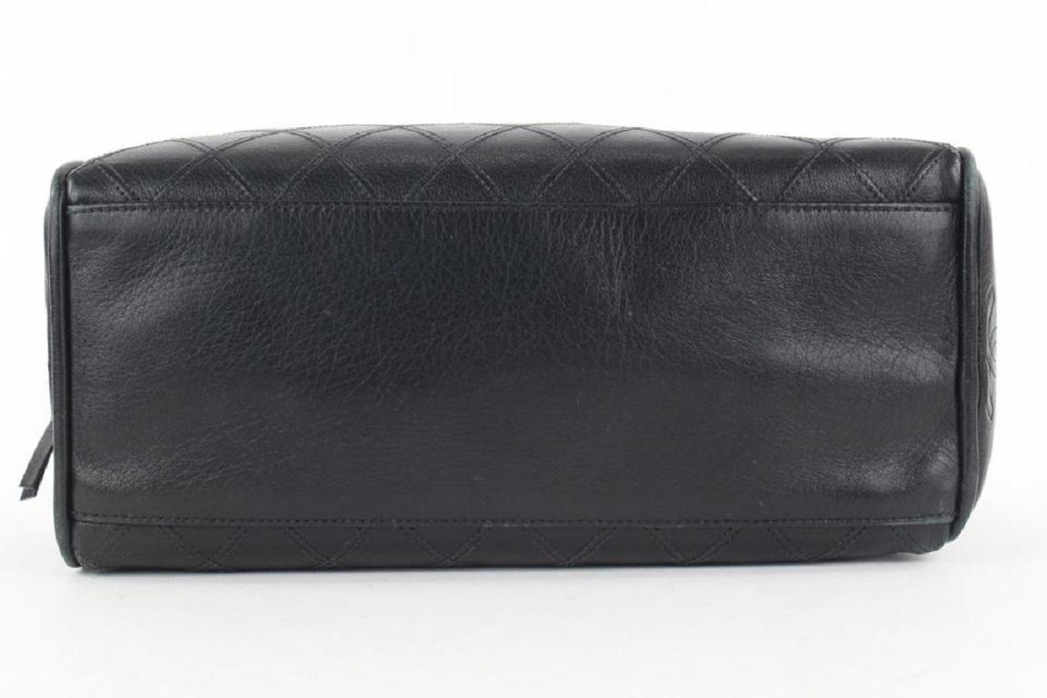 Women's Chanel Black Quilted Lambskin Toiletry Pouch Cosmetic Bag 295cas513 For Sale