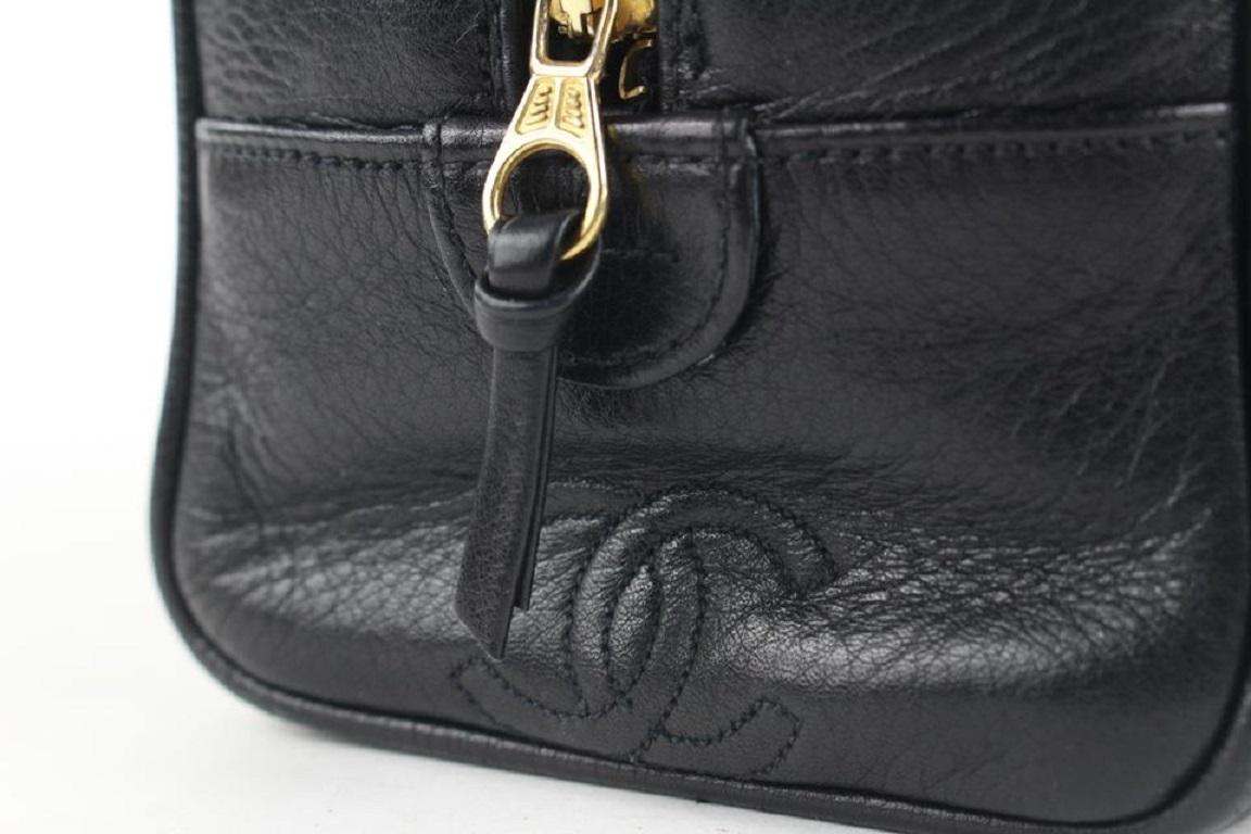 Chanel Black Quilted Lambskin Toiletry Pouch Cosmetic Bag 295cas513 For Sale 1