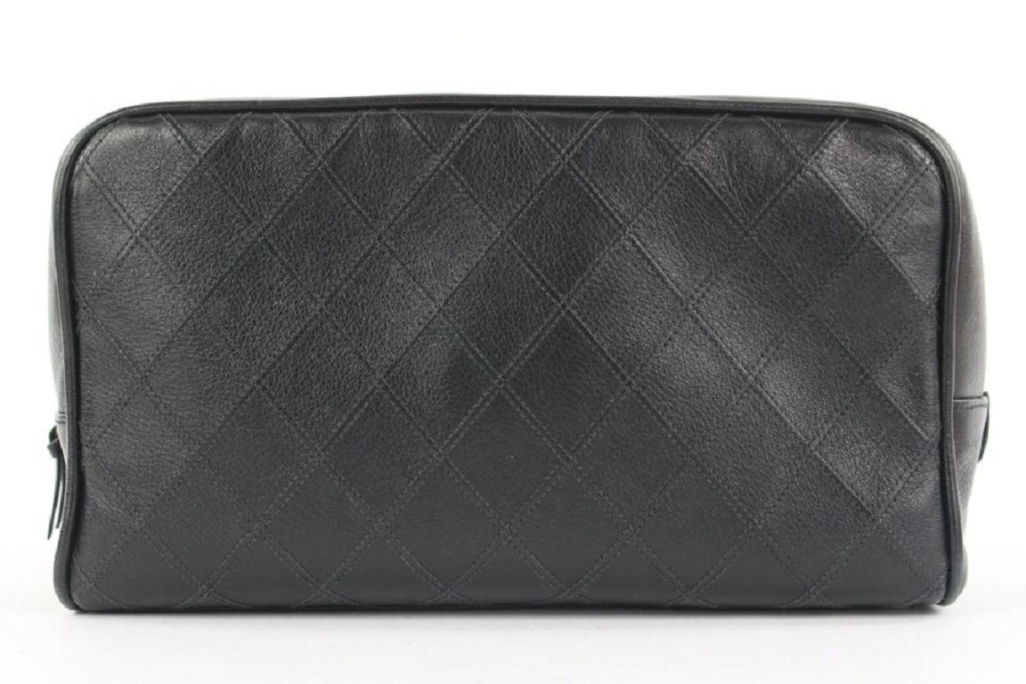 Chanel Black Quilted Lambskin Toiletry Pouch Cosmetic Bag 295cas513 For Sale 2