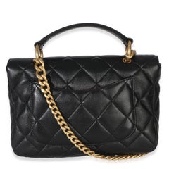 Chanel Black Quilted Lambskin Top Handle Envelope Flap Bag