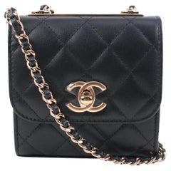 Chanel Schwarze trendige Mini-Umhängetasche aus gestepptem Lammfell mit Mikroklappe 118cas21