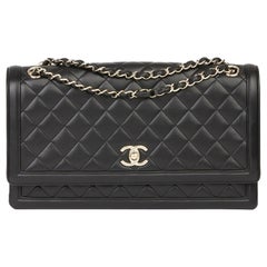 Chanel Black Quilted Lambskin Triple Gusset Classic Single Flap Bag