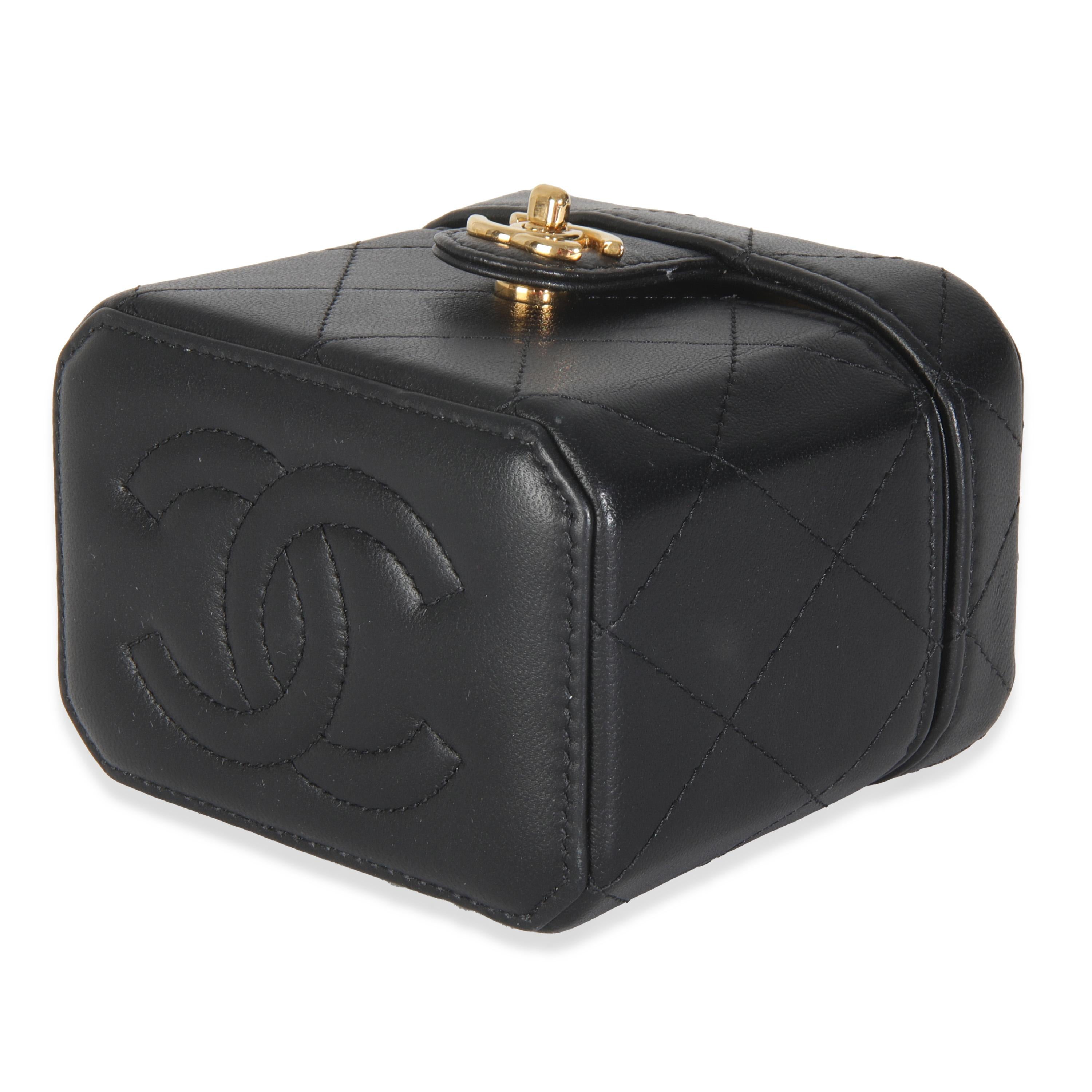 Chanel Black Quilted Lambskin Vanity Clutch With Chain For Sale 1