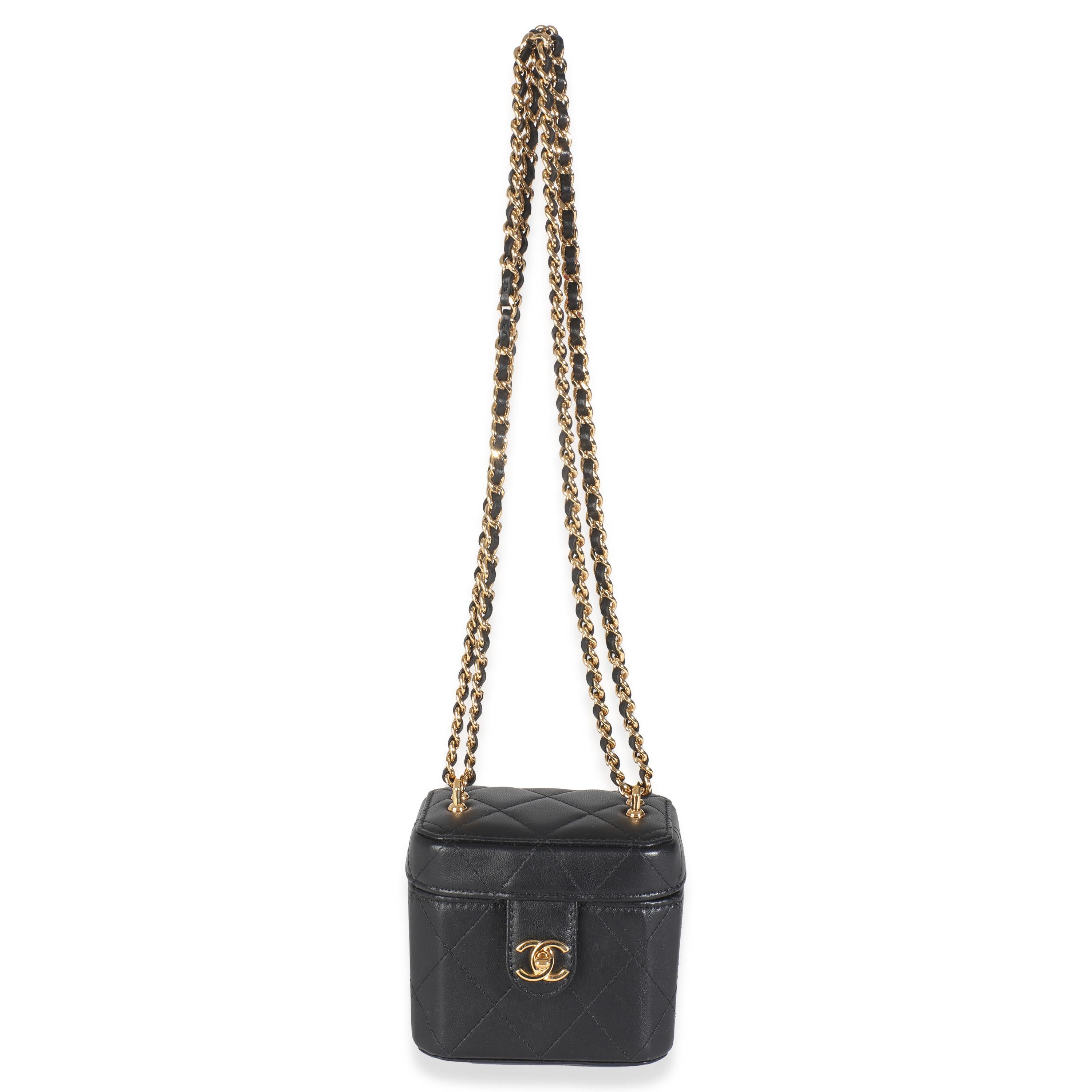 Chanel Black Quilted Lambskin Vanity Clutch With Chain For Sale 2