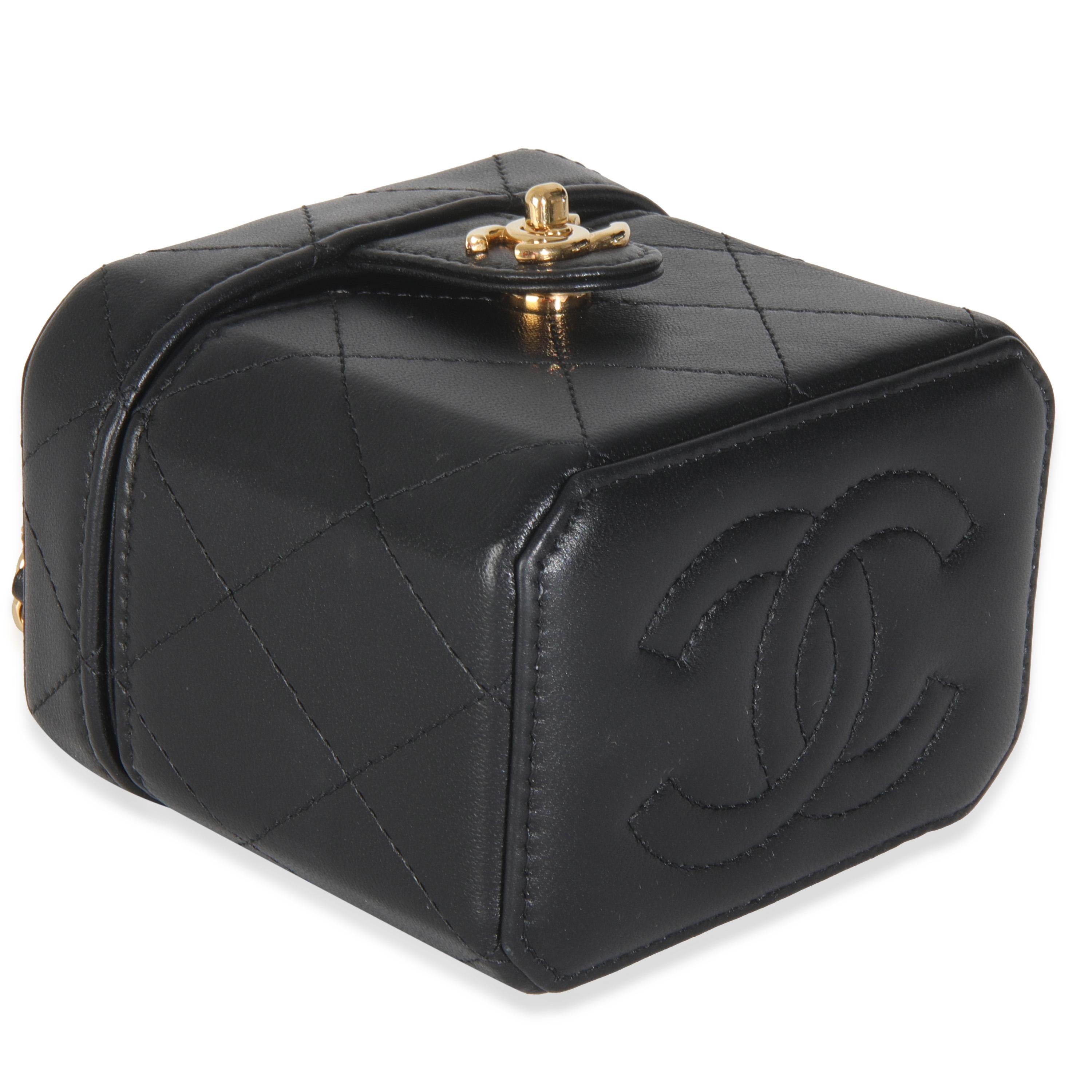Chanel Black Quilted Lambskin Vanity Clutch With Chain For Sale 3