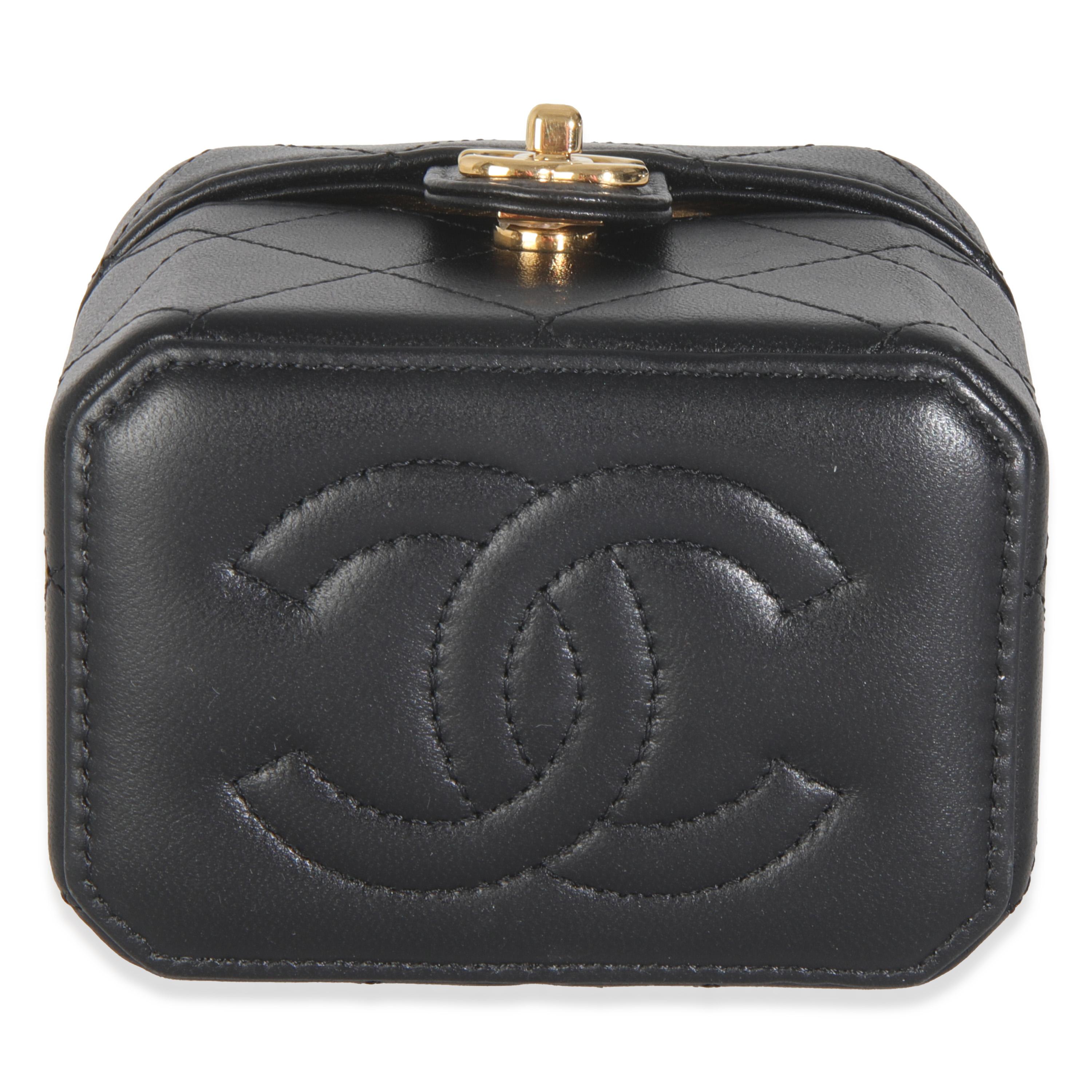 Chanel Black Quilted Lambskin Vanity Clutch With Chain For Sale 4