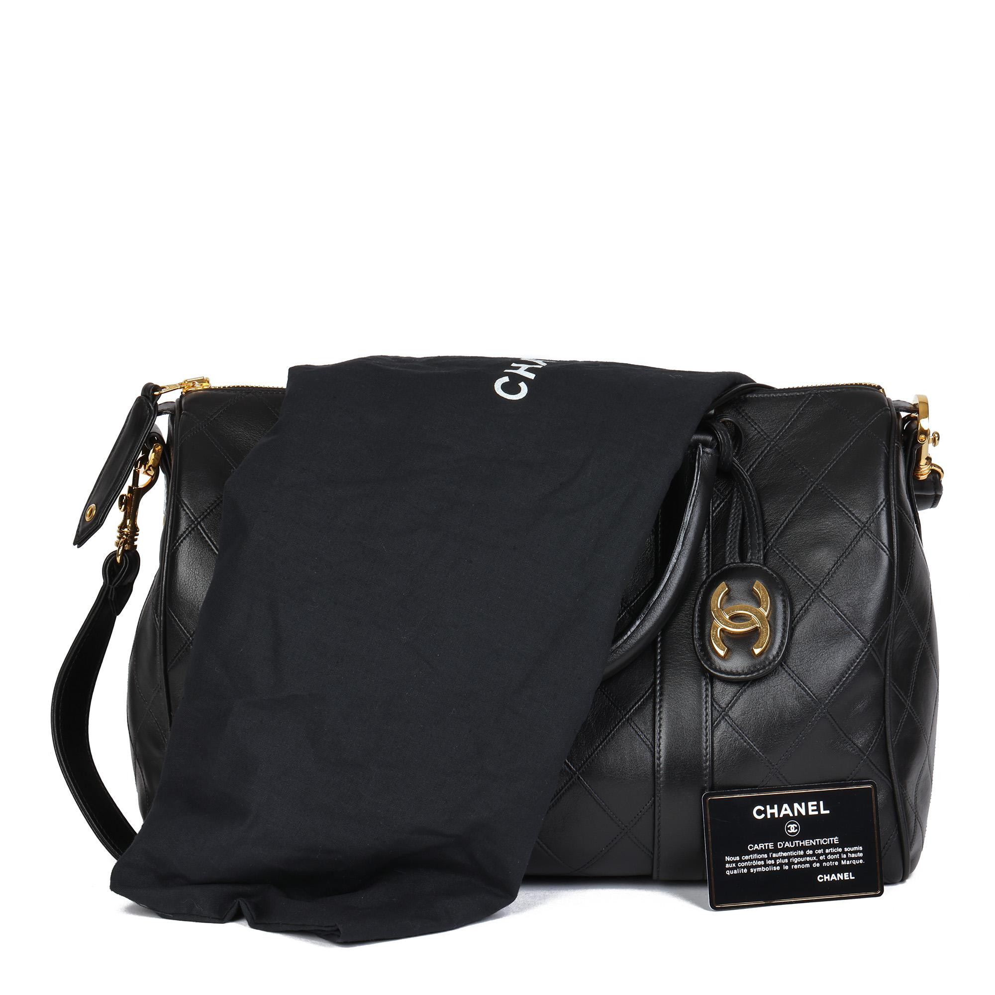 CHANEL Black Quilted Lambskin Vintage Boston 35 8