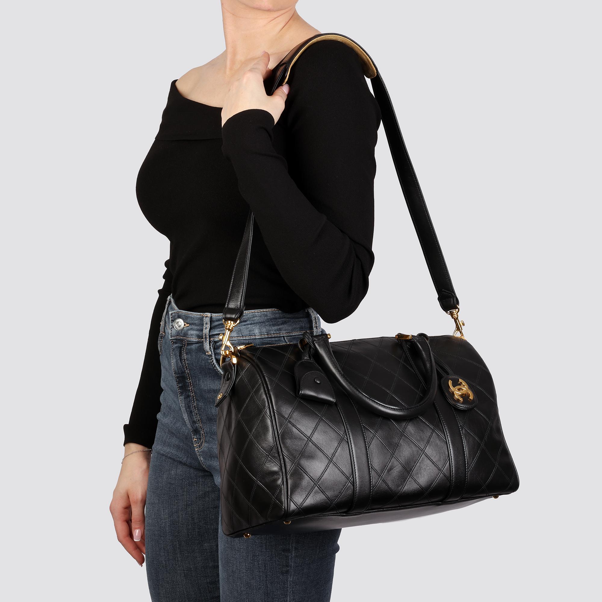 CHANEL Black Quilted Lambskin Vintage Boston 35 9