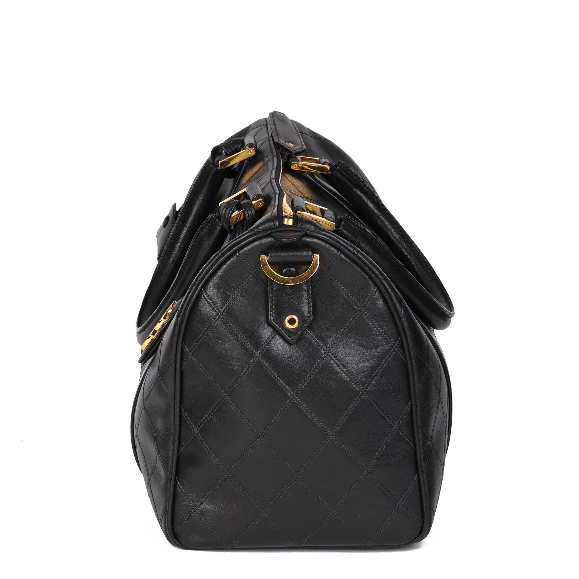 Women's CHANEL Black Quilted Lambskin Vintage Boston 35