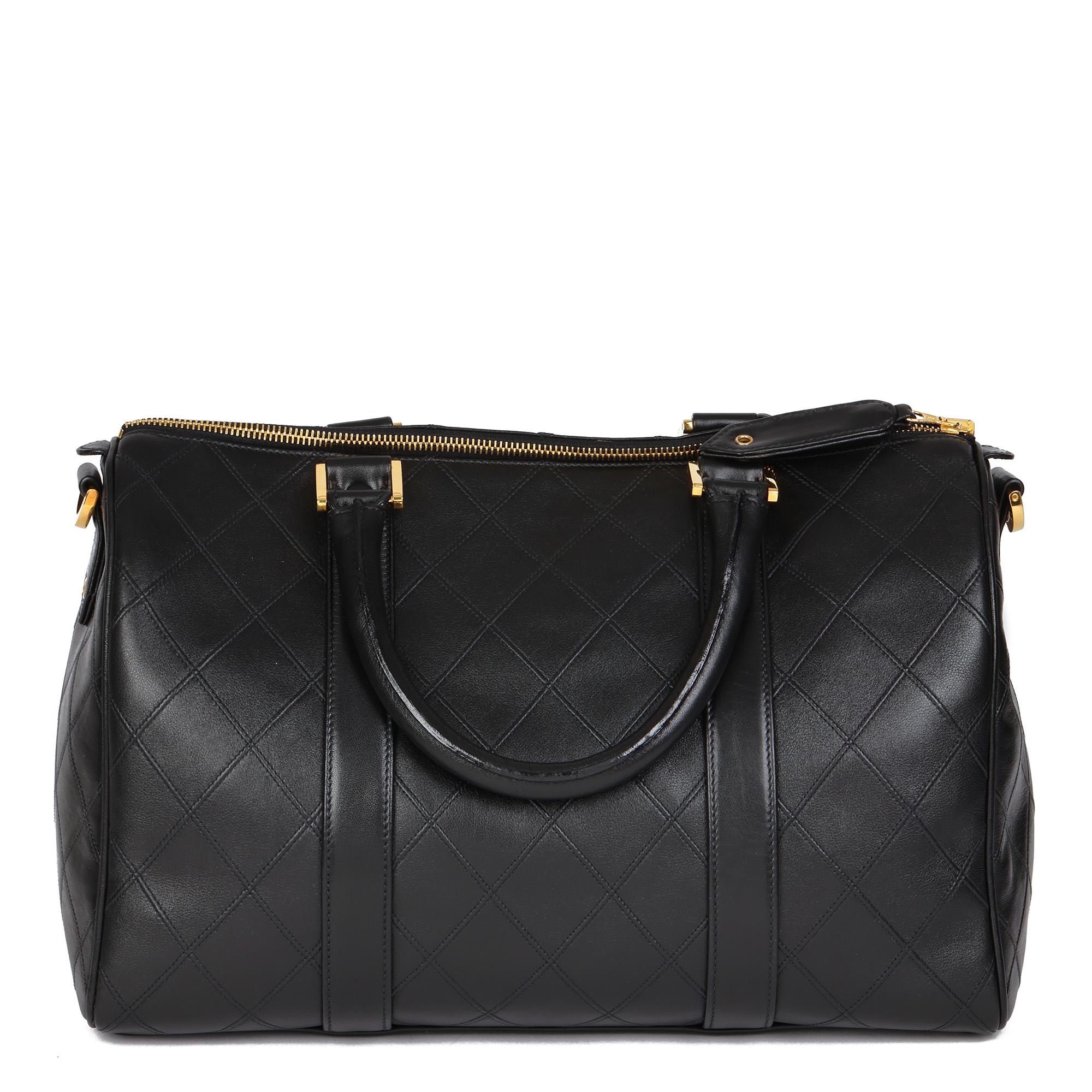 CHANEL Black Quilted Lambskin Vintage Boston 35 1