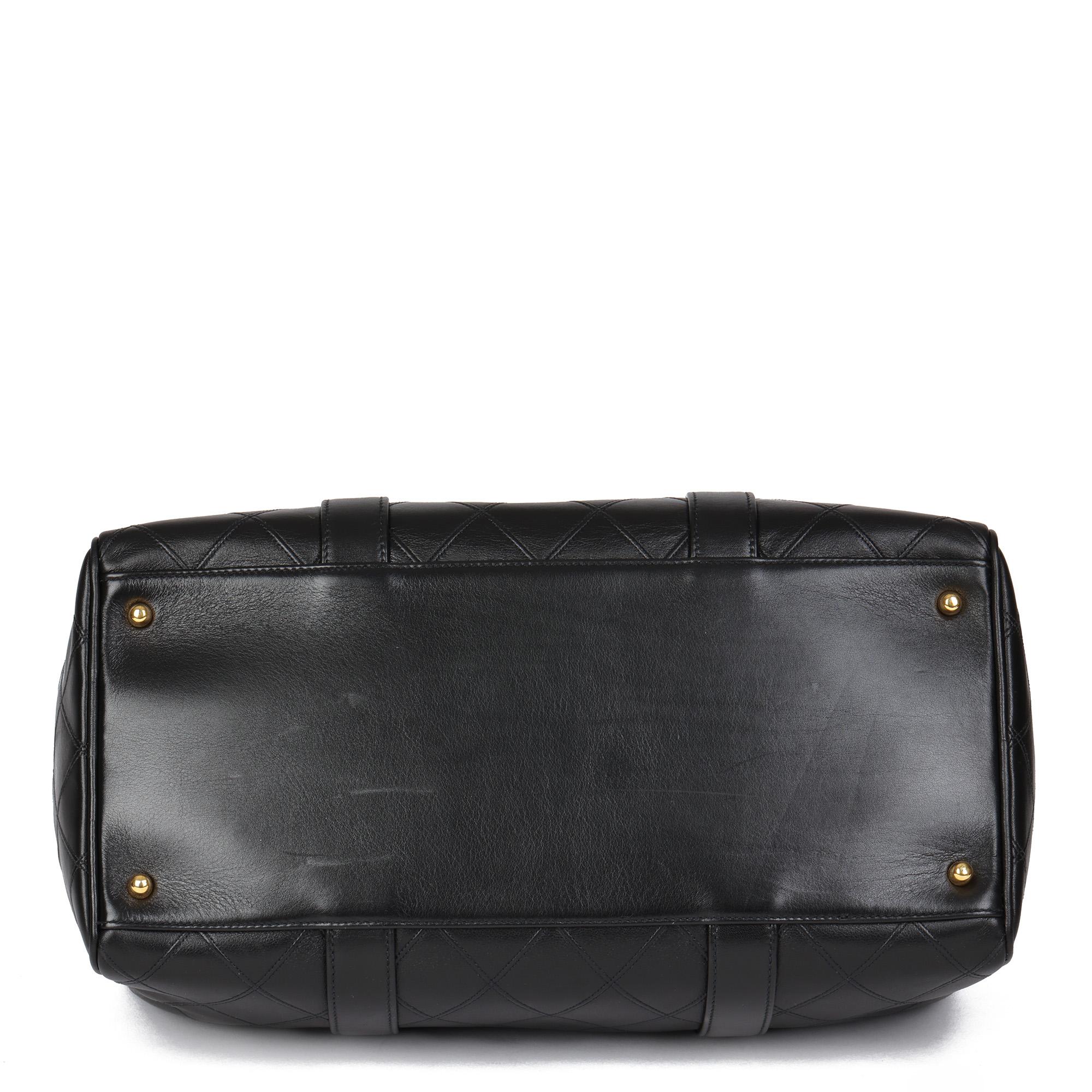 CHANEL Black Quilted Lambskin Vintage Boston 35 2