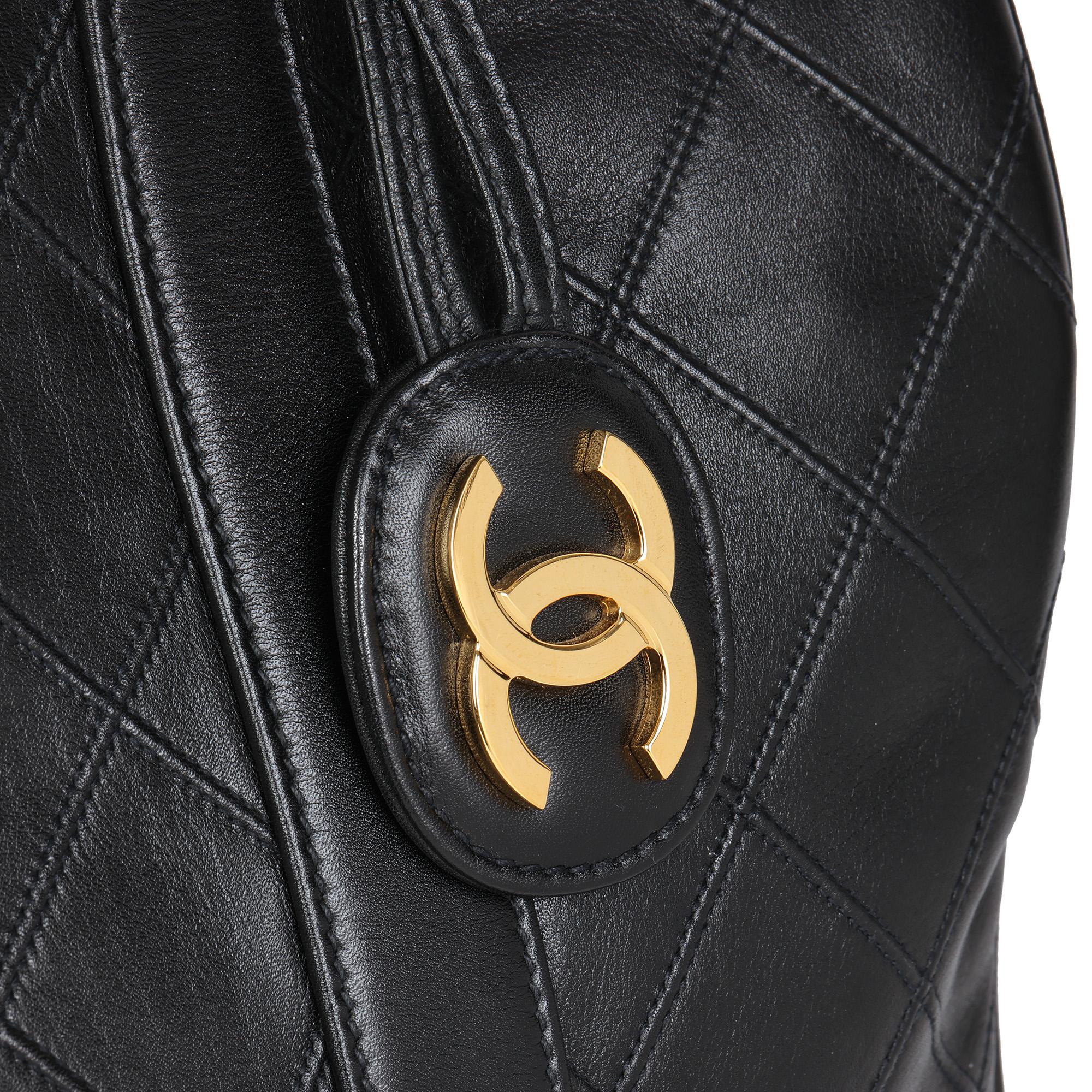 CHANEL Black Quilted Lambskin Vintage Boston 35 3