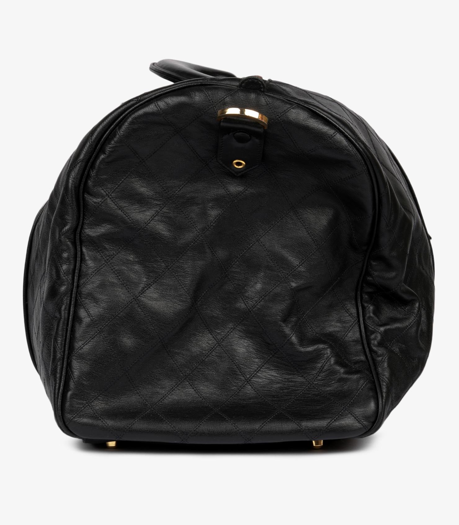 Women's Chanel Black Quilted Lambskin Vintage Boston Travel Bag 50cm