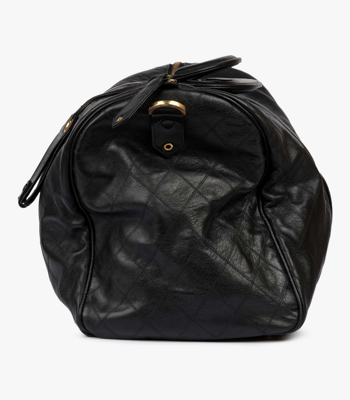 Chanel Black Quilted Lambskin Vintage Boston Travel Bag 50cm 1
