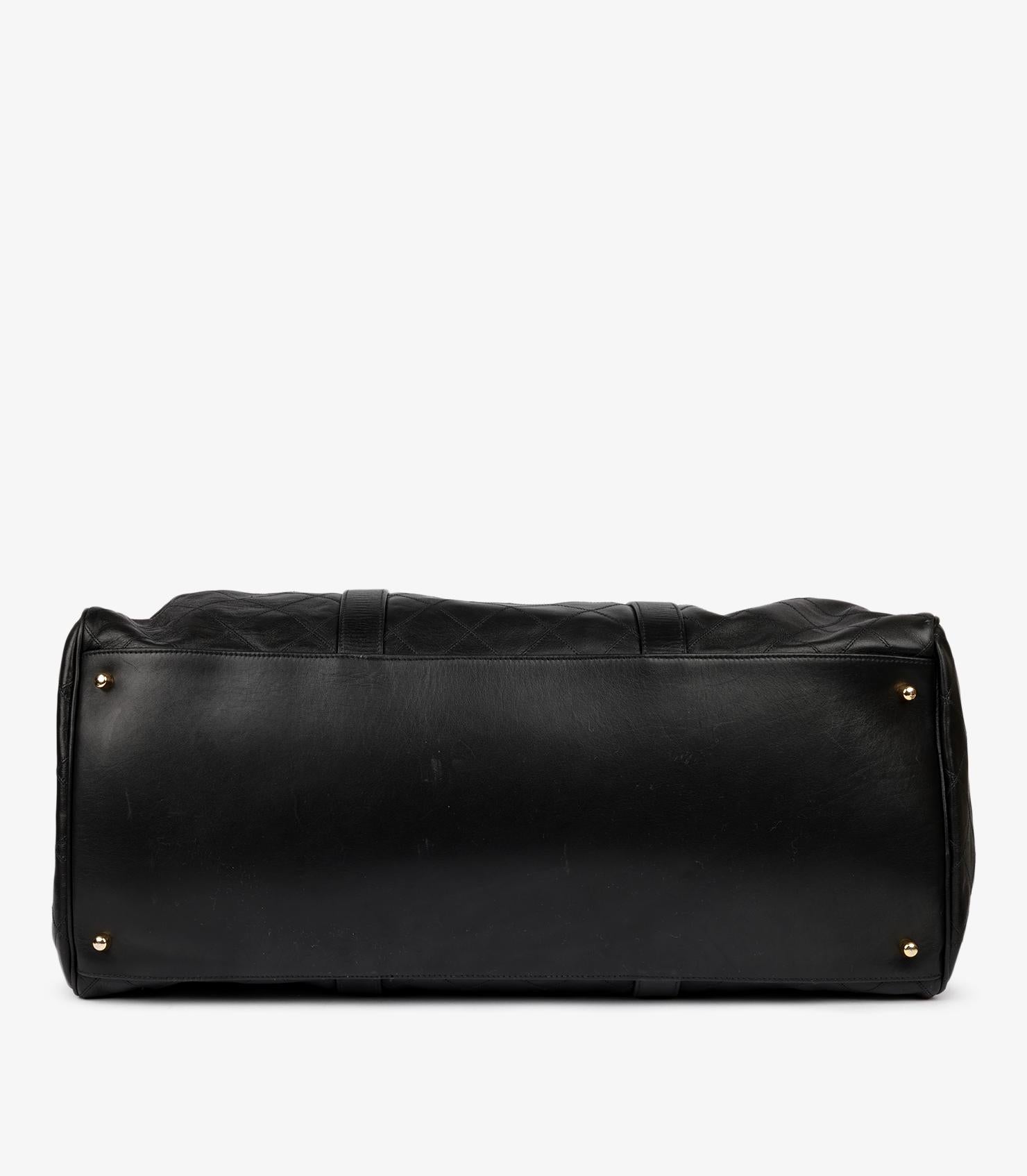 Chanel Black Quilted Lambskin Vintage Boston Travel Bag 50cm 2