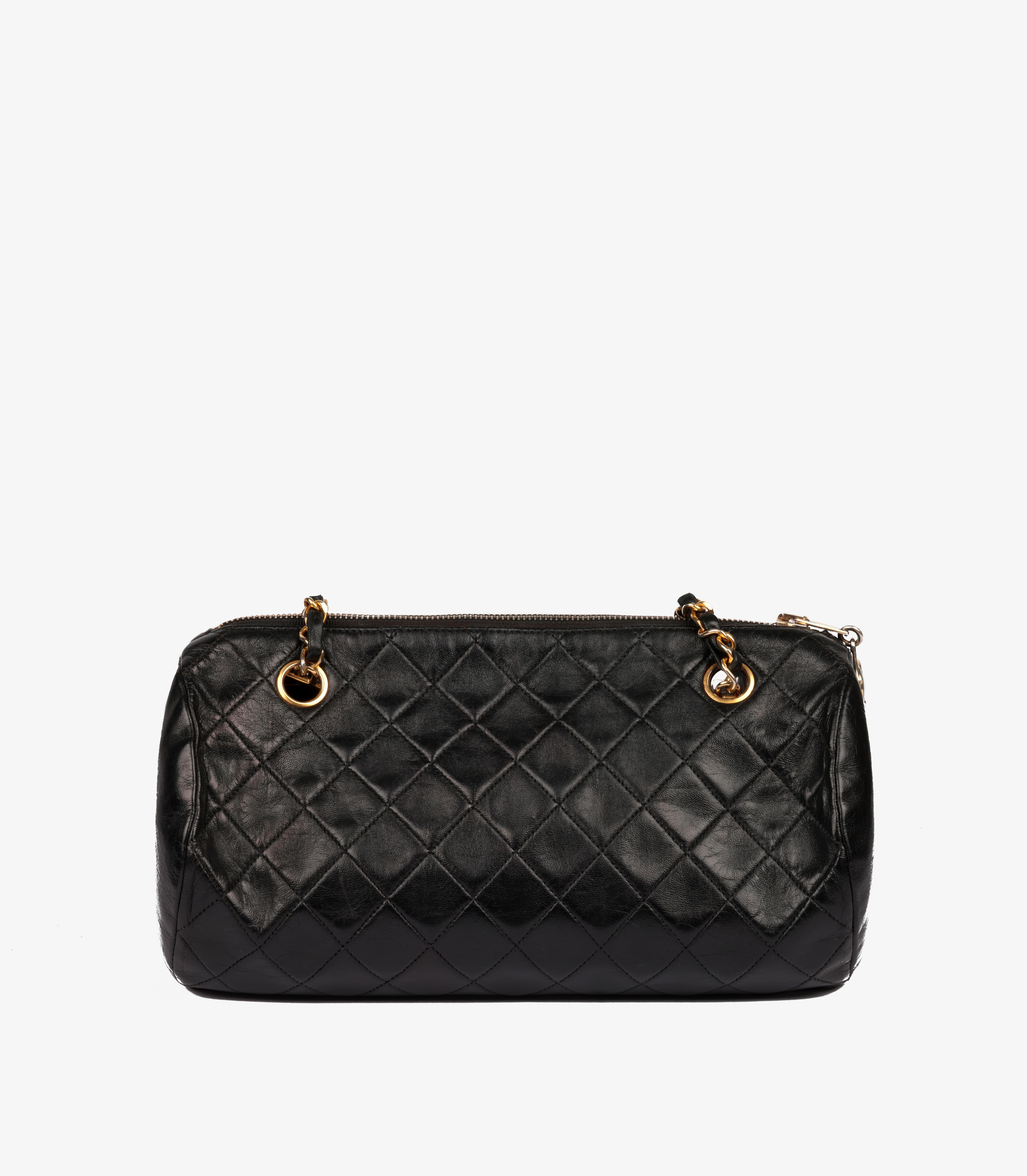 Chanel Black Quilted Lambskin Vintage Bowling Bag 2