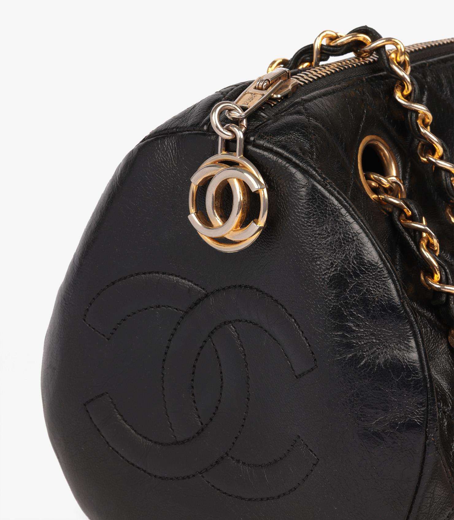 Chanel Black Quilted Lambskin Vintage Bowling Bag 4