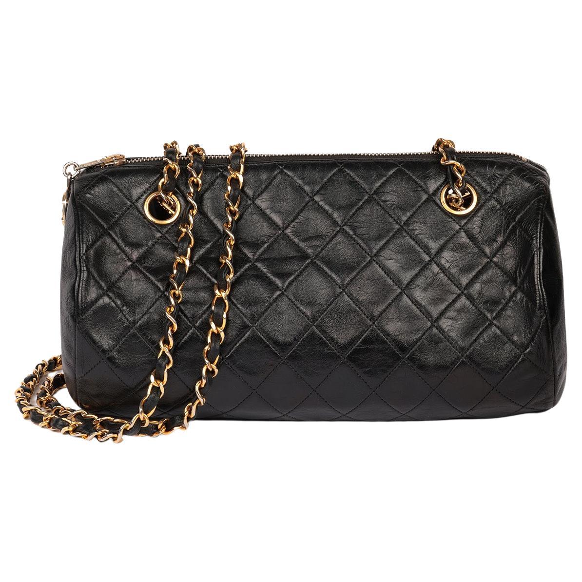 Chanel Black Quilted Lambskin Vintage Bowling Bag at 1stDibs