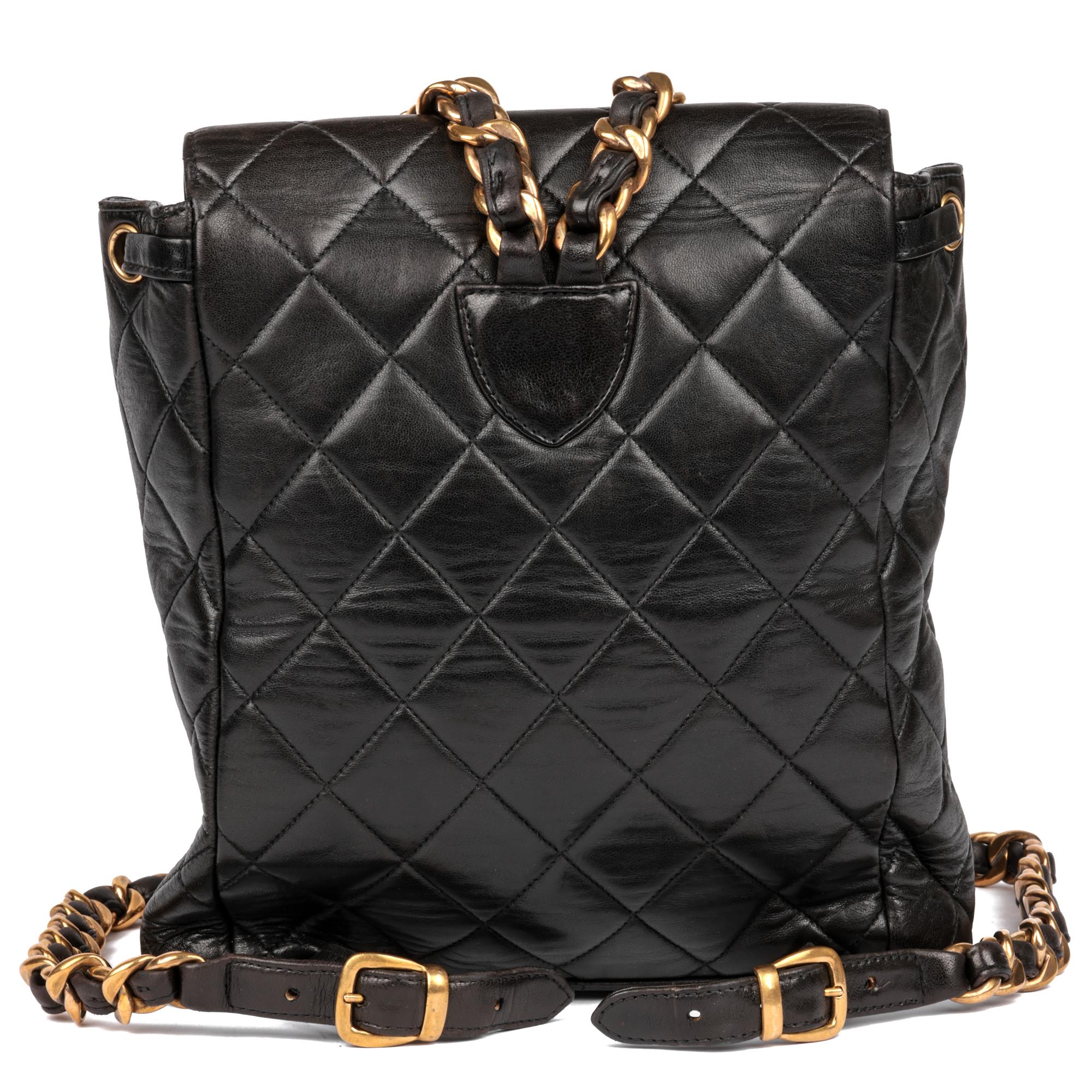 CHANEL Black Quilted Lambskin Vintage Classic Duma Backpack For Sale 1