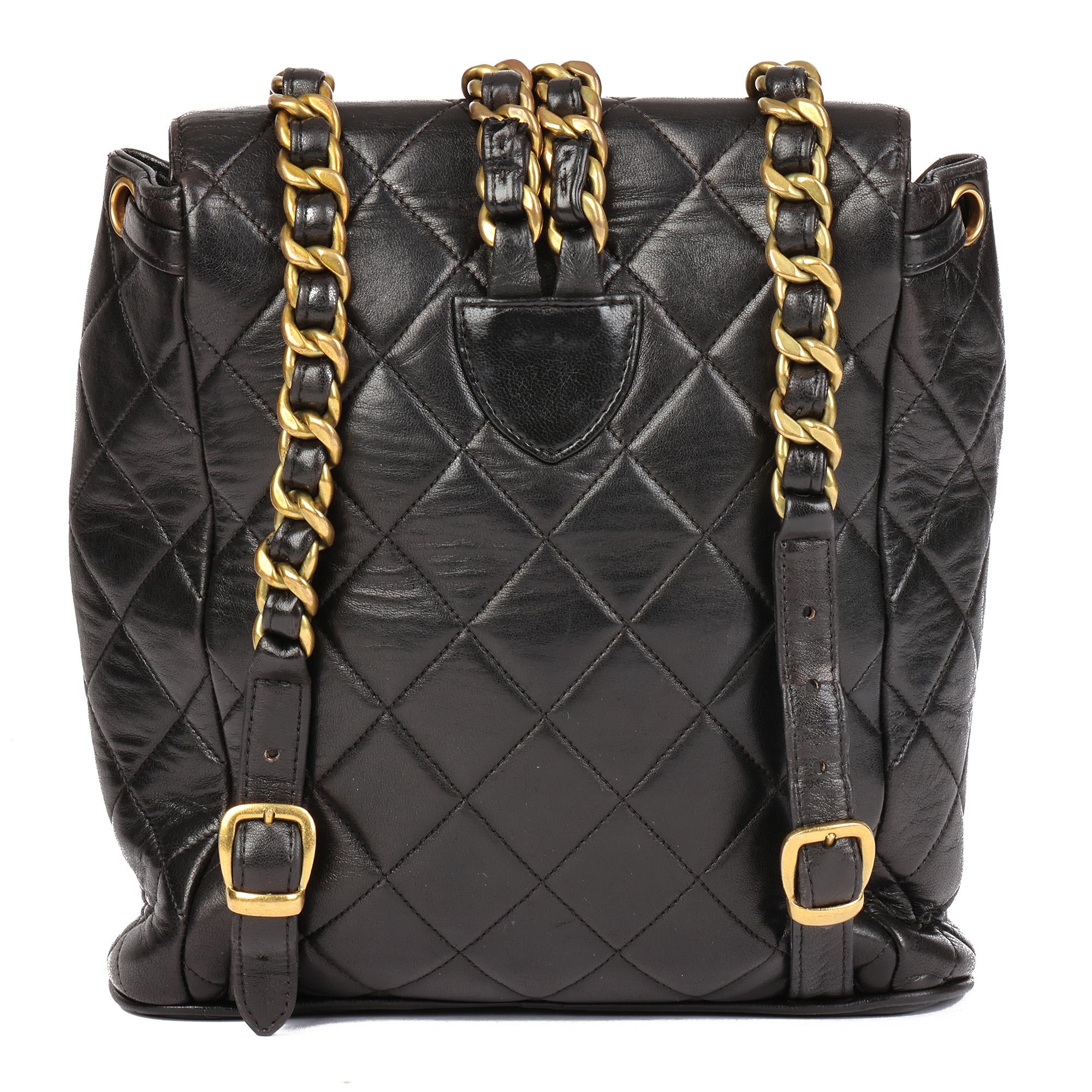 CHANEL Black Quilted Lambskin Vintage Classic Duma Backpack In Excellent Condition In Bishop's Stortford, Hertfordshire